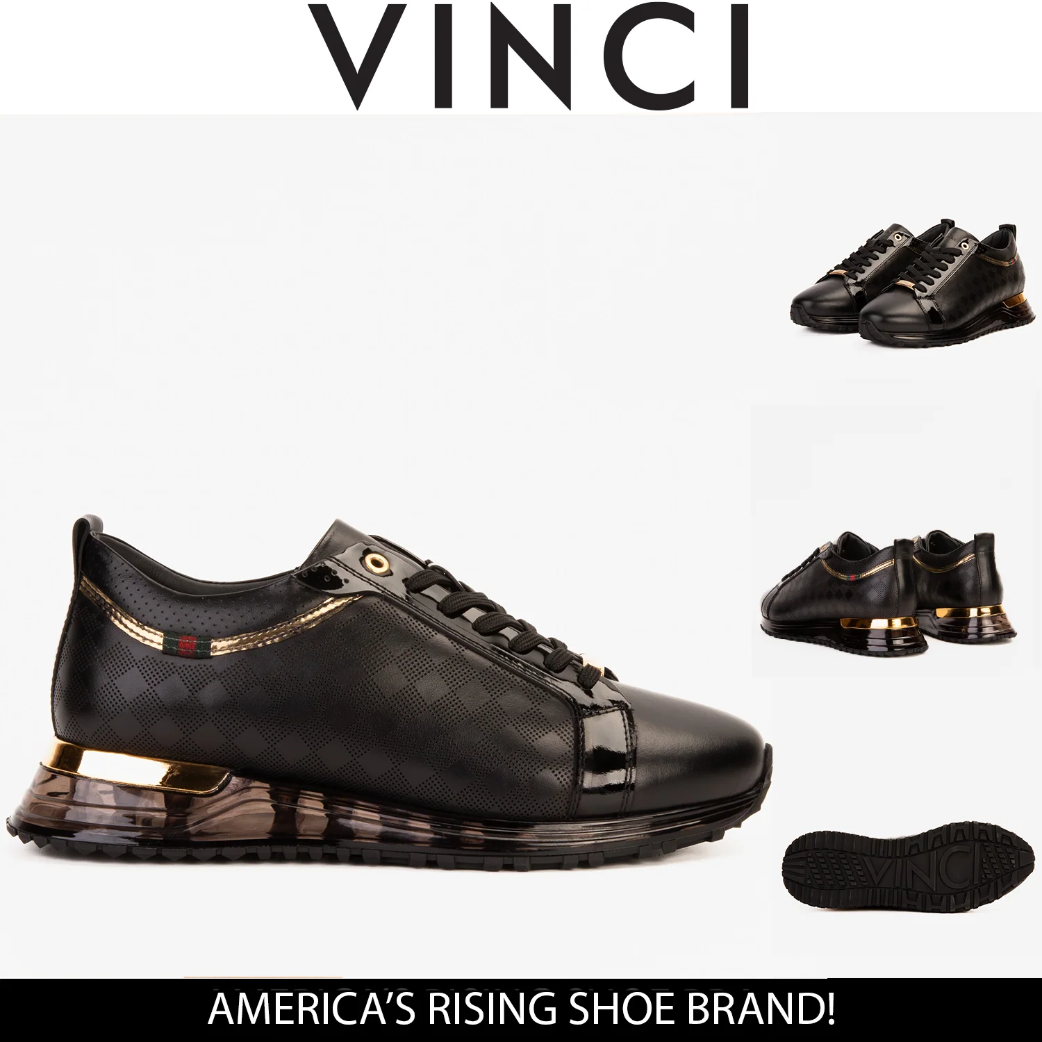 The Cenova Black & Gold Leather Men Sneaker - Image 10