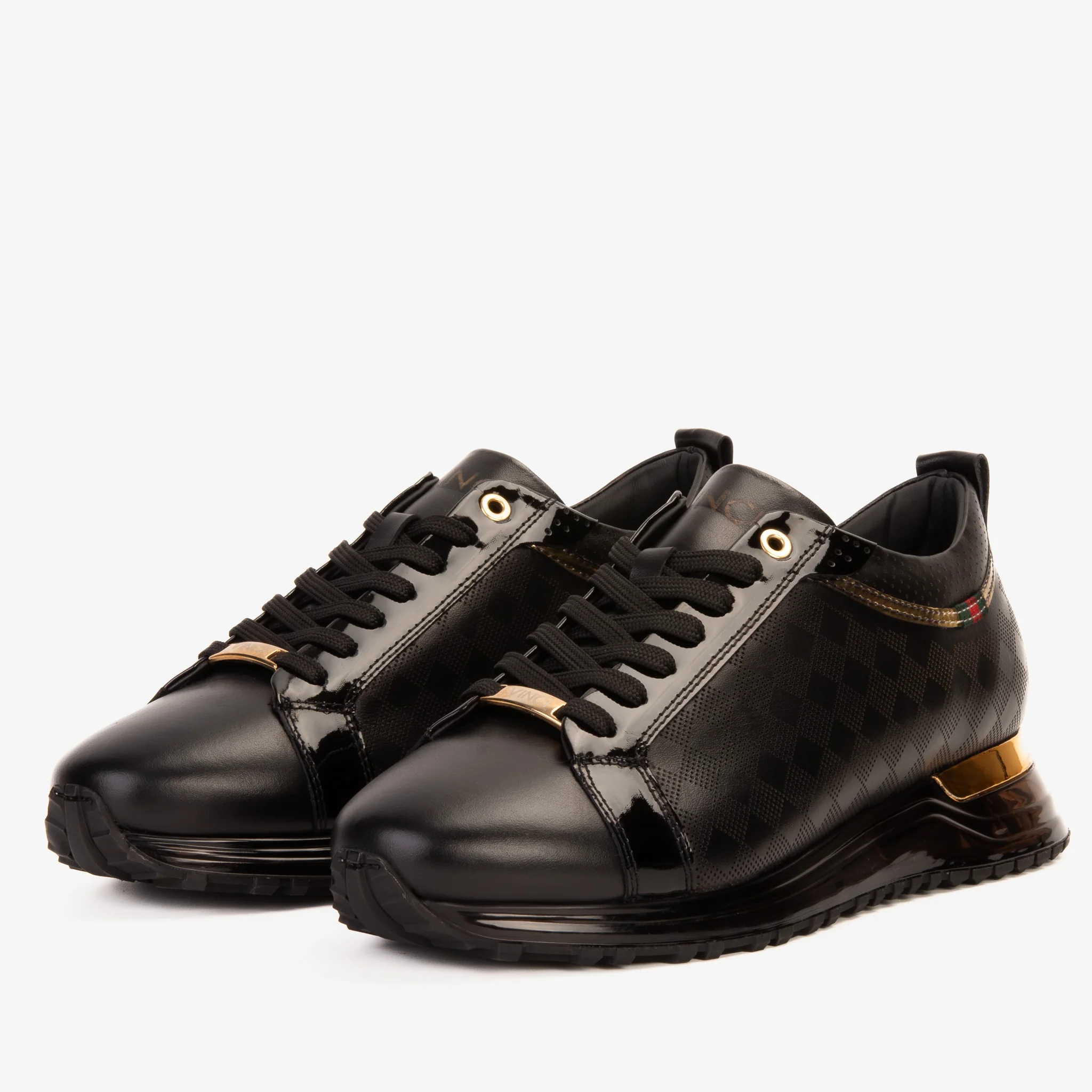 The Cenova Black & Gold Leather Men Sneaker - Image 2