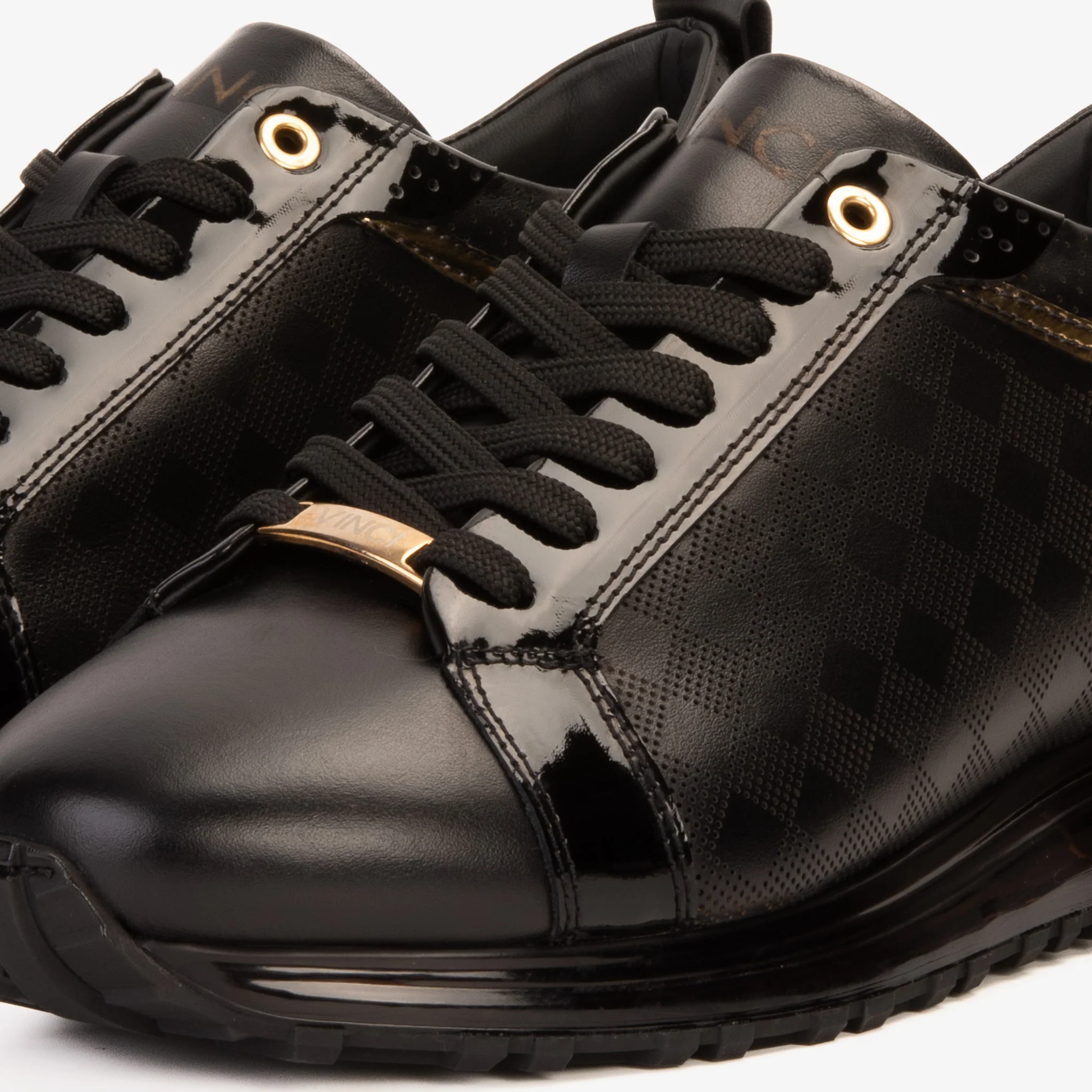 The Cenova Black & Gold Leather Men Sneaker - Image 3