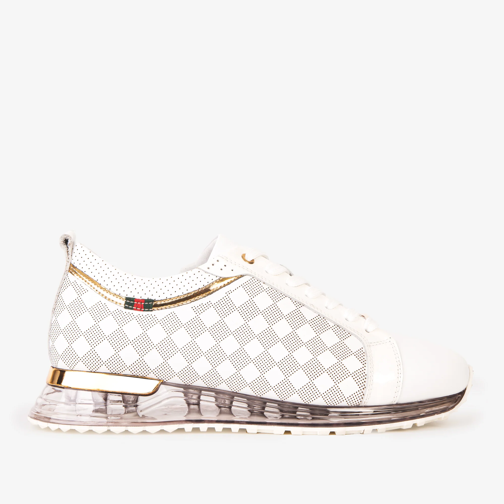 The Cenova White & Gold Leather Men Sneaker