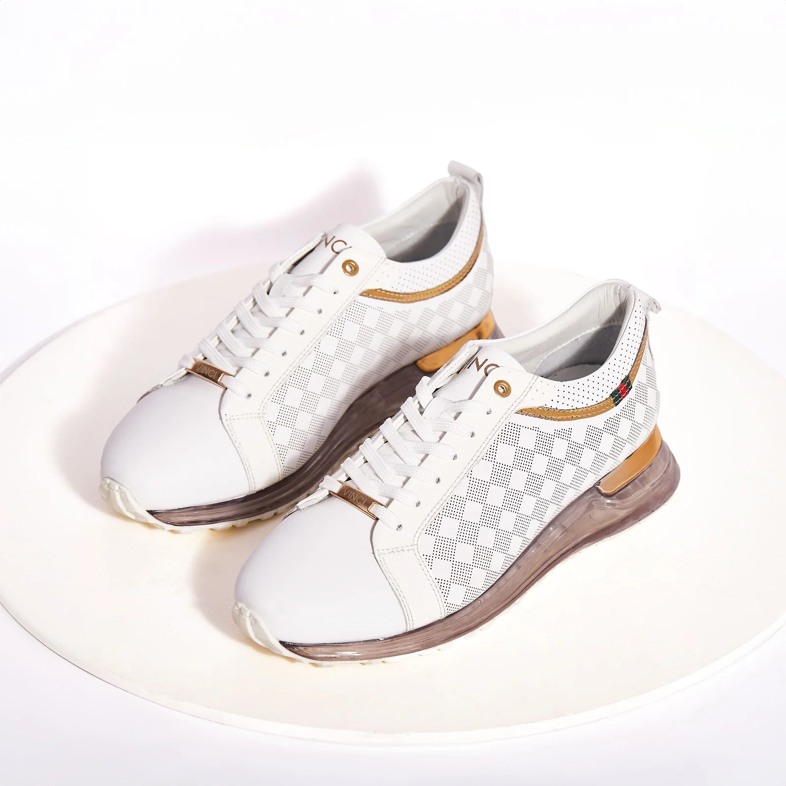 The Cenova White & Gold Leather Men Sneaker - Image 11