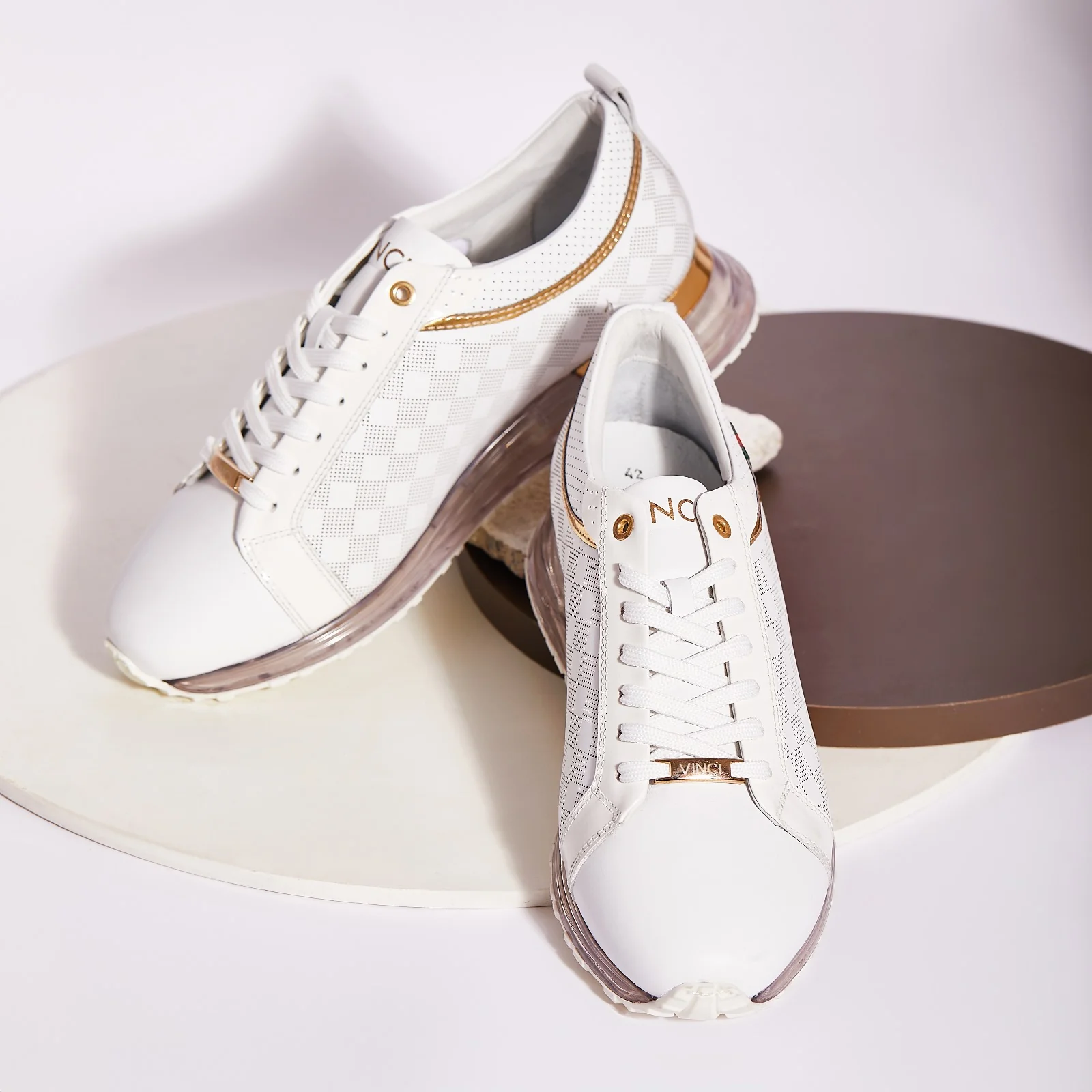 The Cenova White & Gold Leather Men Sneaker - Image 12