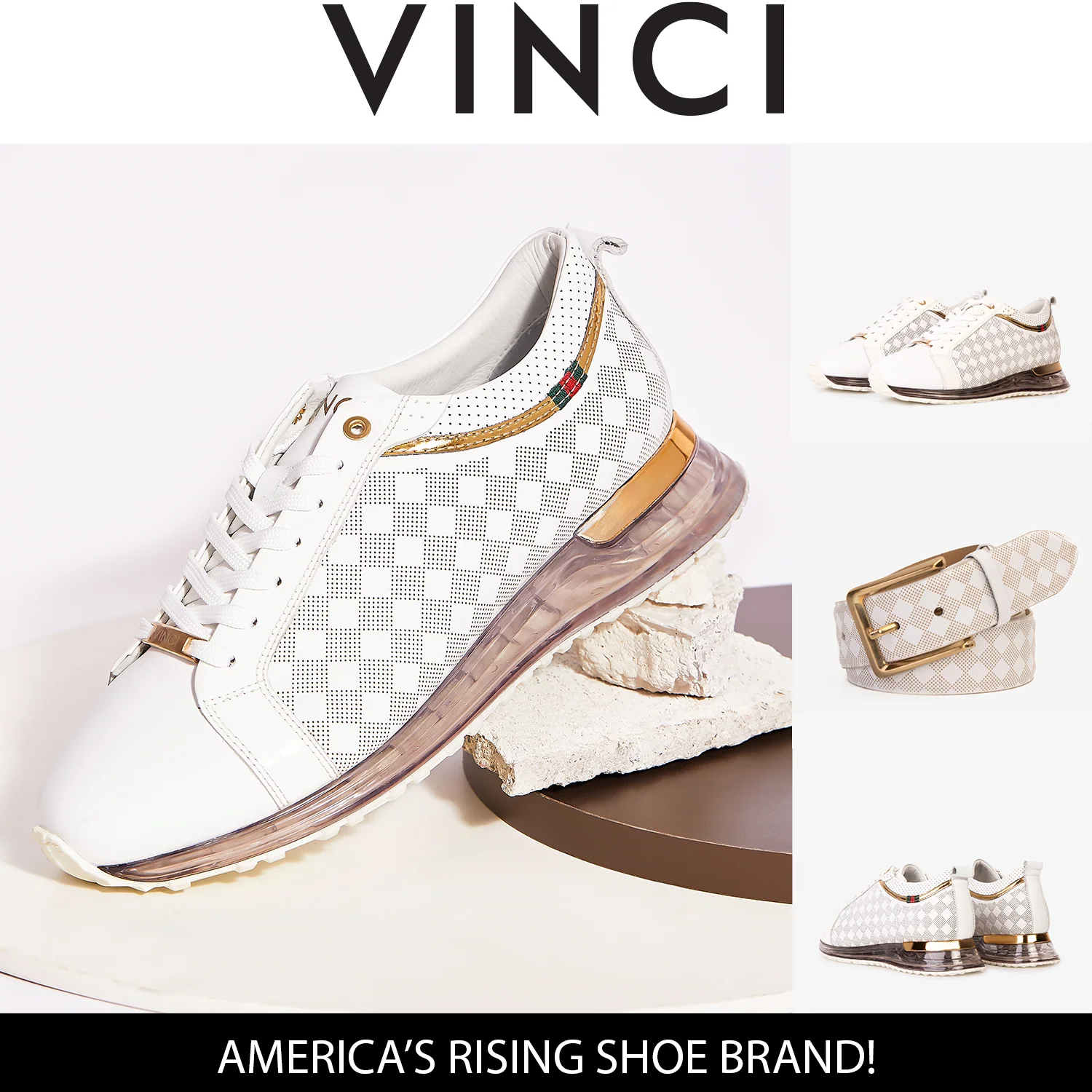 The Cenova White & Gold Leather Men Sneaker - Image 14