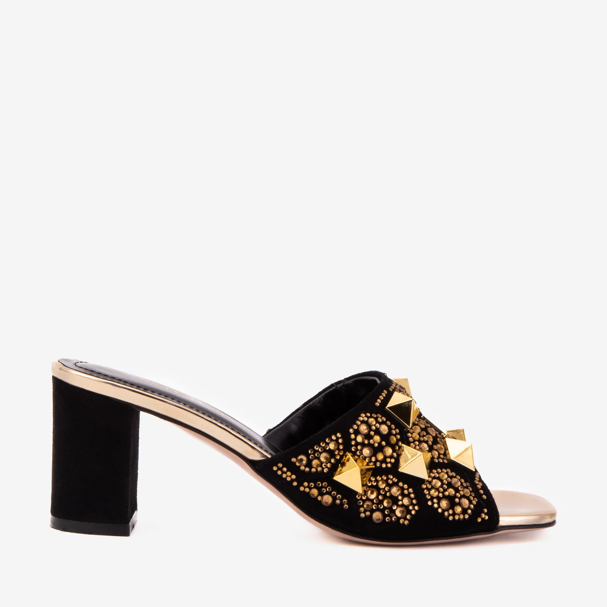 The Chantilly Black Glitter Leather Women Sandal - Image 2