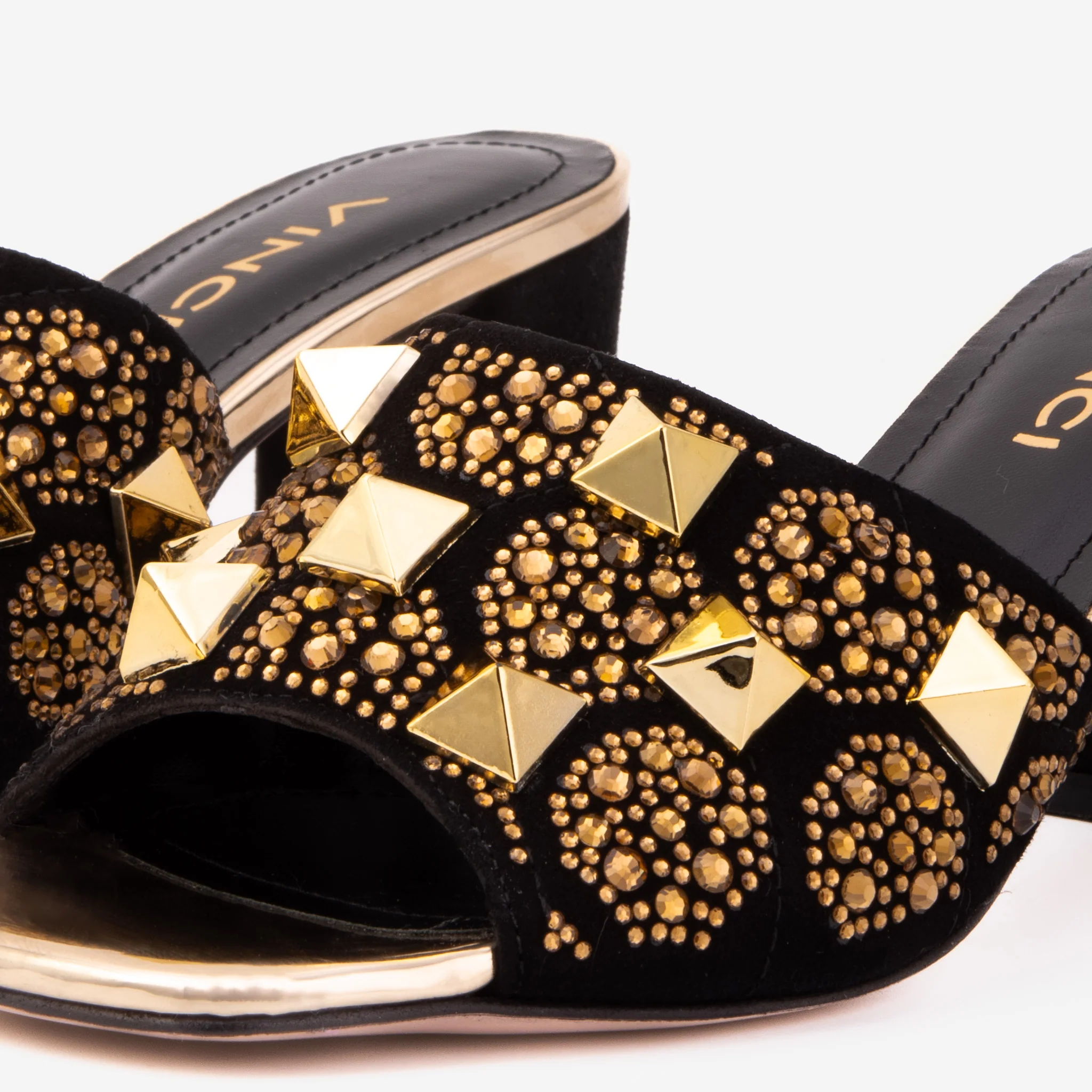 The Chantilly Black Glitter Leather Women Sandal - Image 4