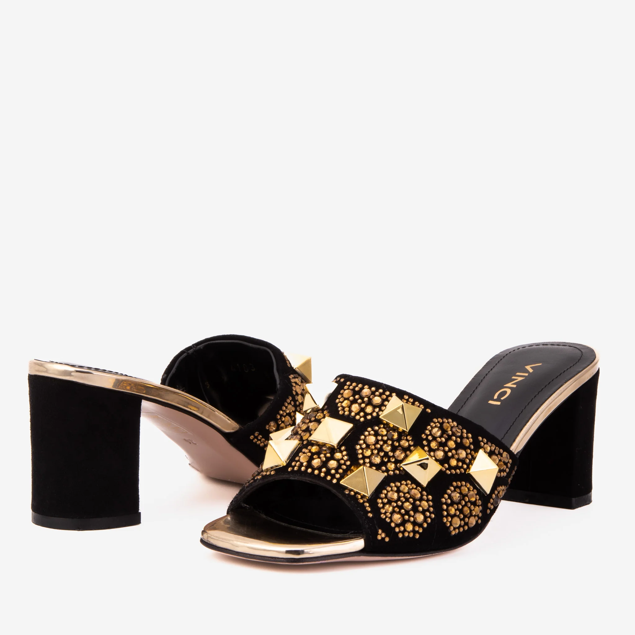 The Chantilly Black Glitter Leather Women Sandal - Image 6