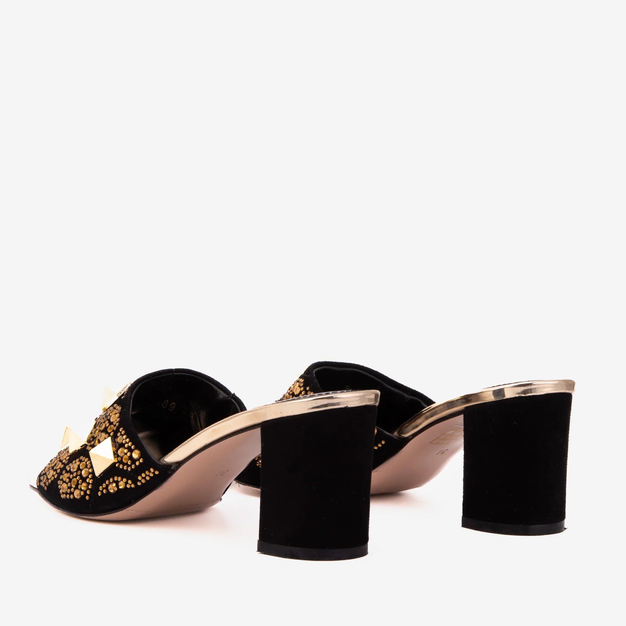 The Chantilly Black Glitter Leather Women Sandal - Image 7