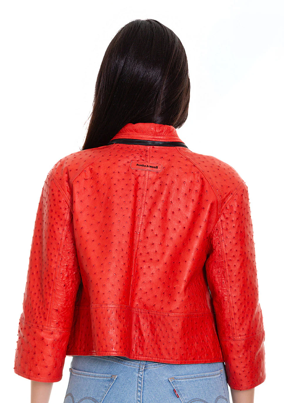 The Comly  Pomegranate Flower  Ostrich Leather Women Jacket - Image 3