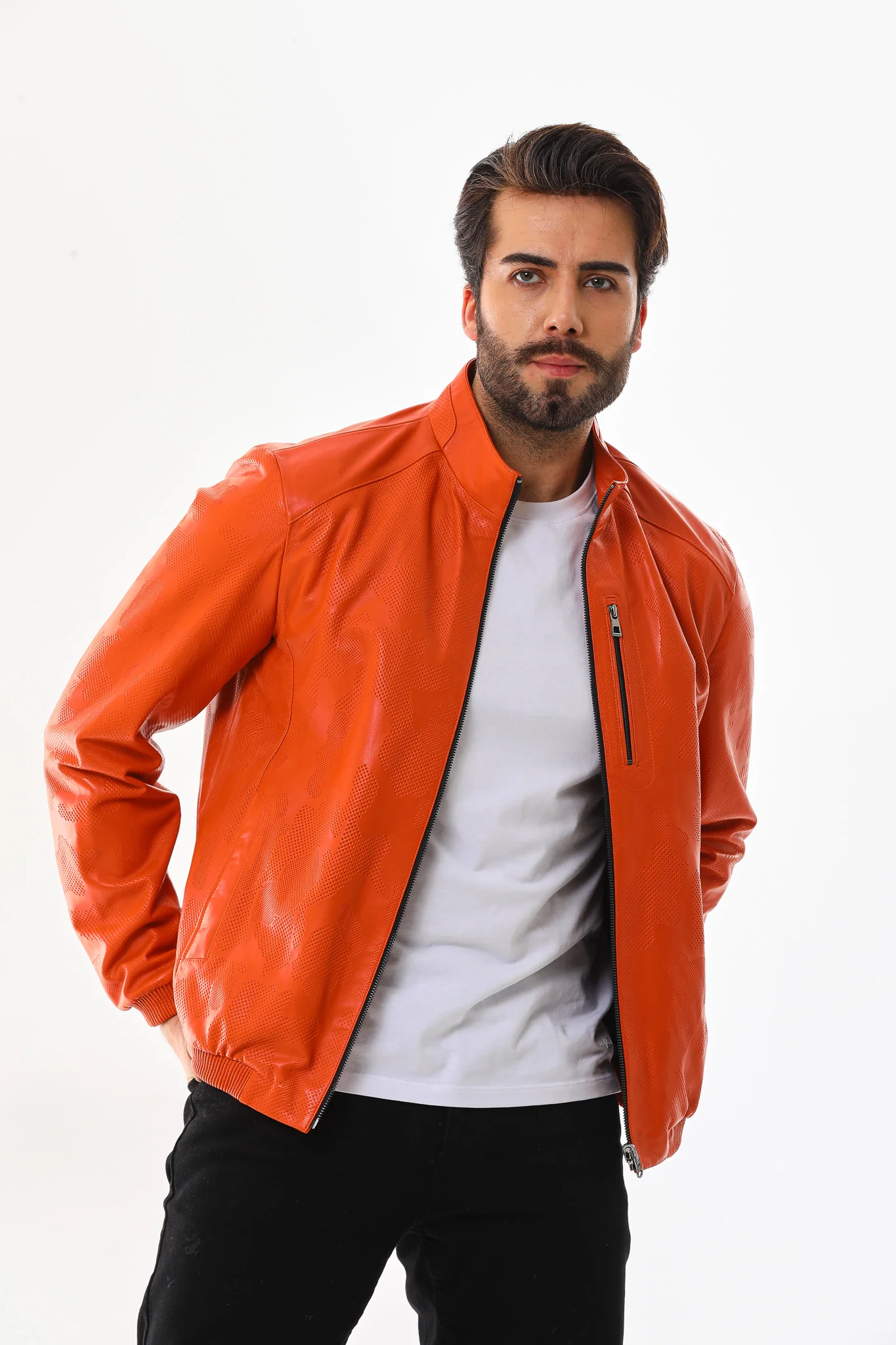 The Como Reversible Leather Bomber Jacket - Image 11