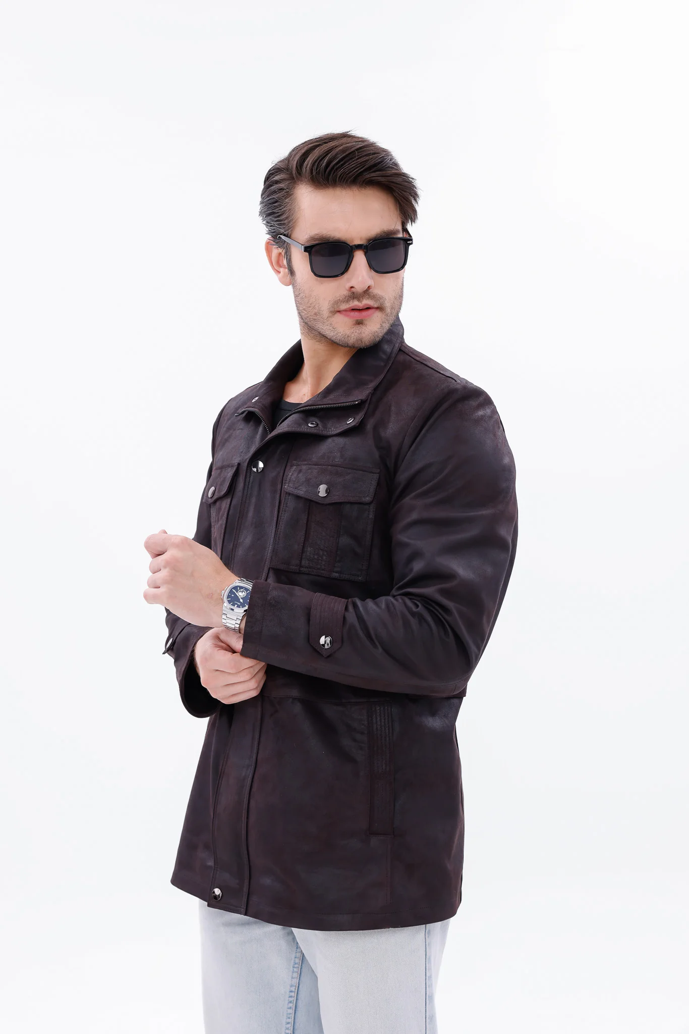 The Cremona Deep Brown Suede Leather Men Jacket - Image 10