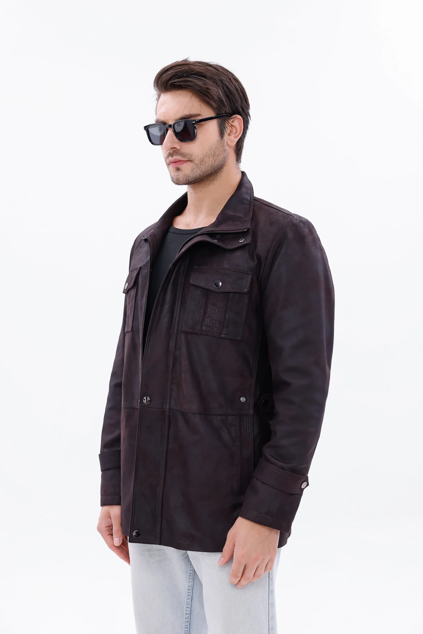 The Cremona Deep Brown Suede Leather Men Jacket - Image 2