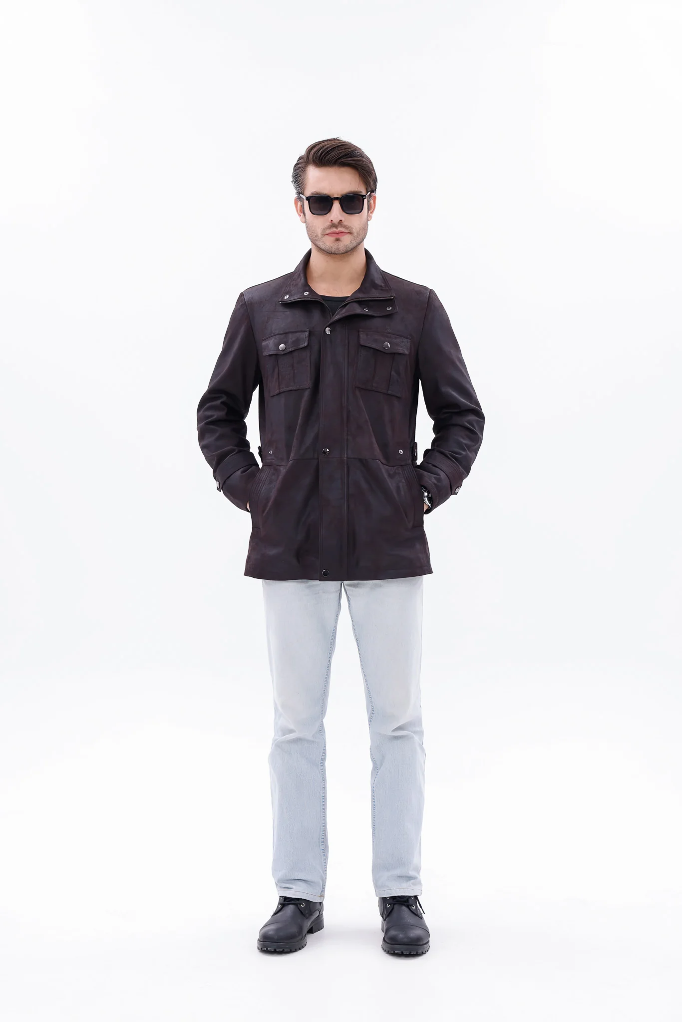 The Cremona Deep Brown Suede Leather Men Jacket - Image 6