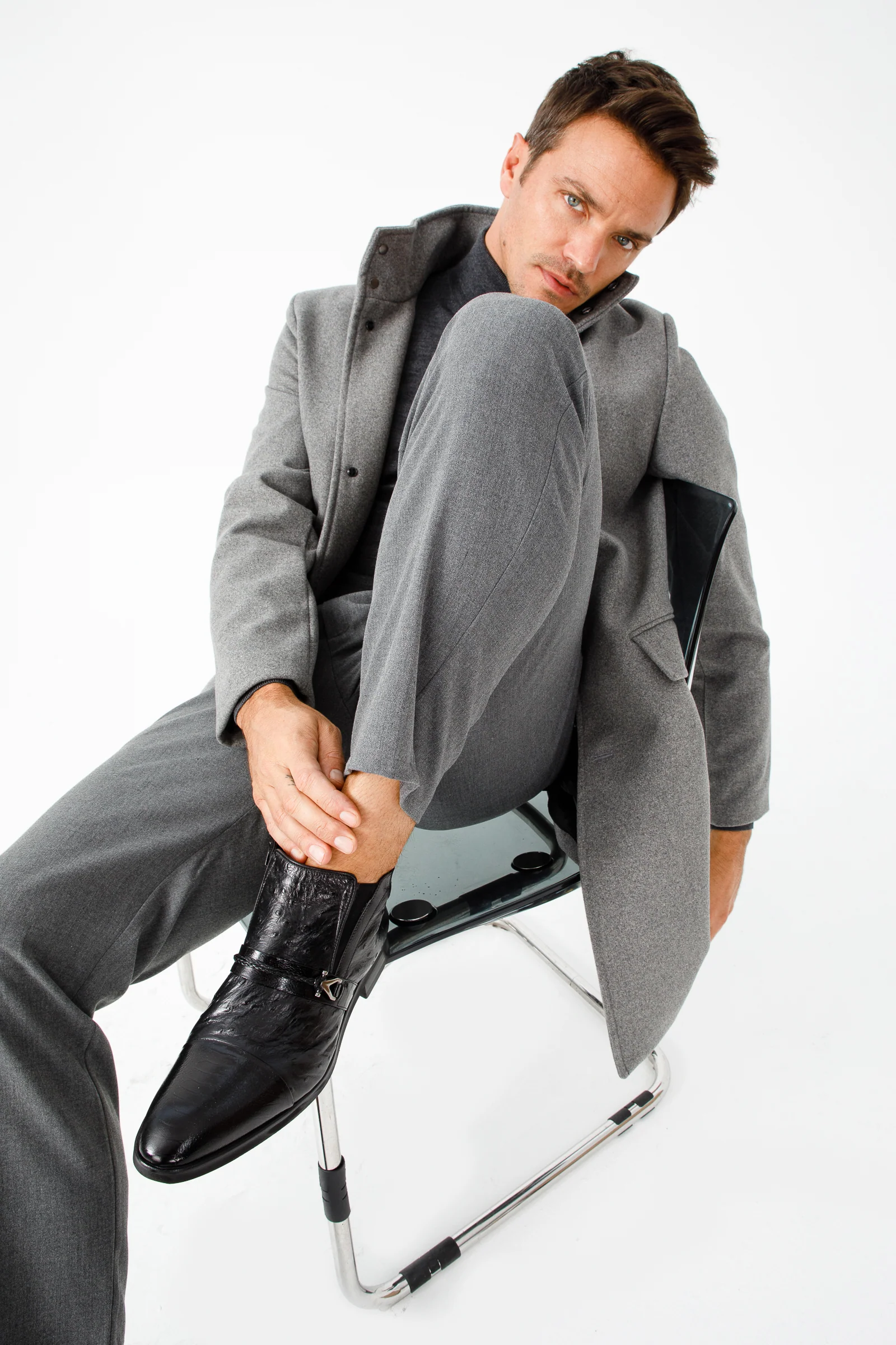 The Dallas Black Leather Bit Ankle Zip-Up Dress Men Boot - Image 10