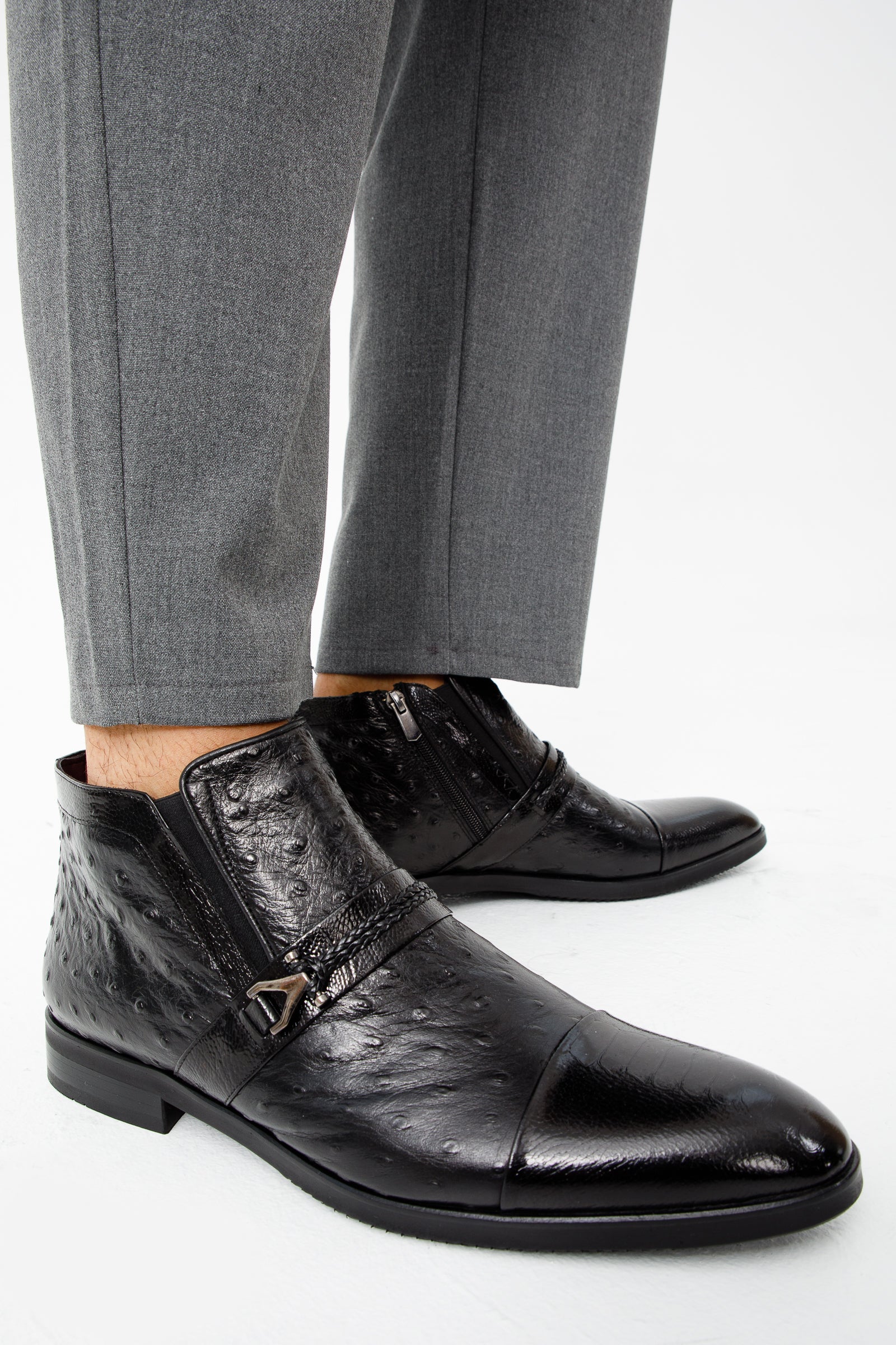 The Dallas Black Leather Bit Ankle Zip-Up Dress Men Boot - Image 13