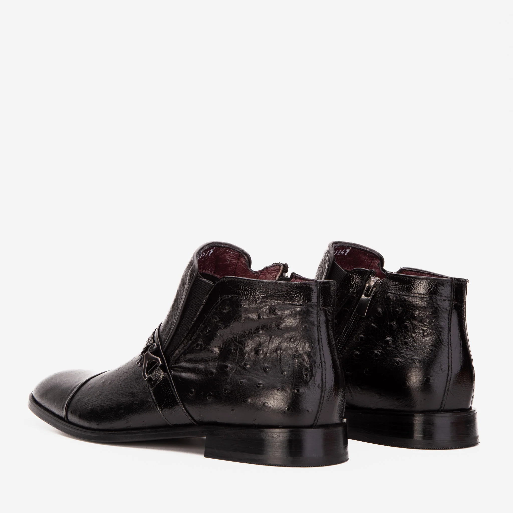 The Dallas Black Leather Bit Ankle Zip-Up Dress Men Boot - Image 4