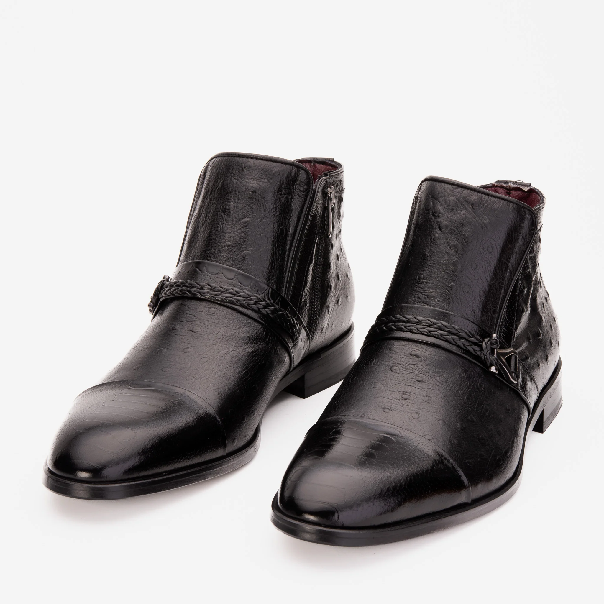 The Dallas Black Leather Bit Ankle Zip-Up Dress Men Boot - Image 5
