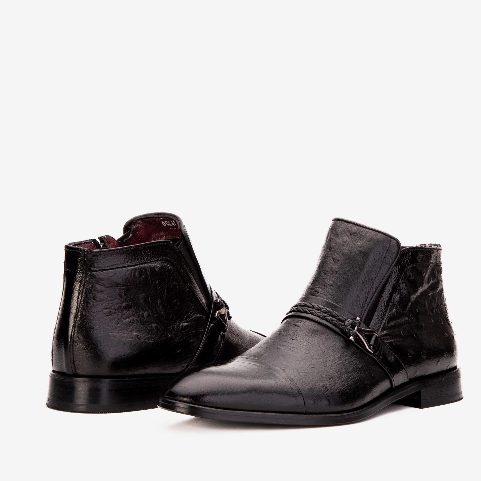 The Dallas Black Leather Bit Ankle Zip-Up Dress Men Boot - Image 6