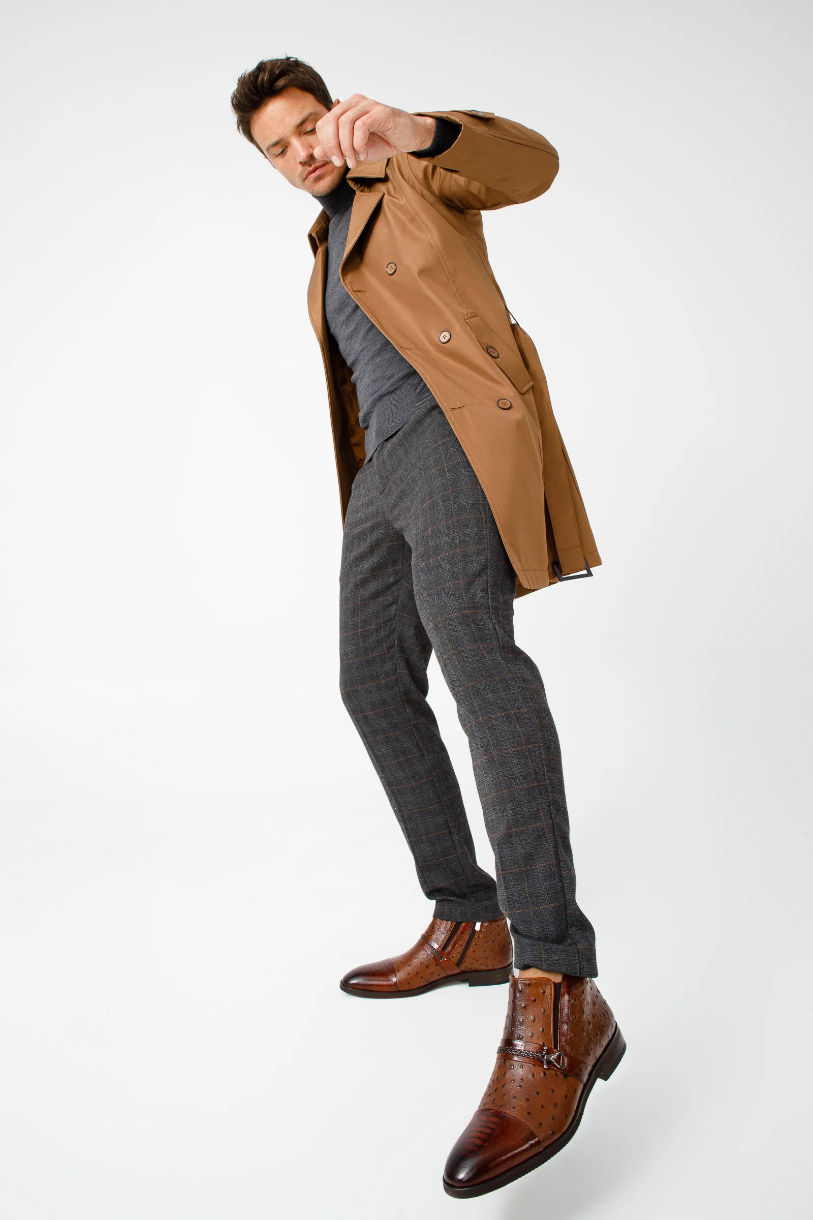 The Dallas Tan Leather Bit Ankle Zip-Up Dress Men Boot - Image 15