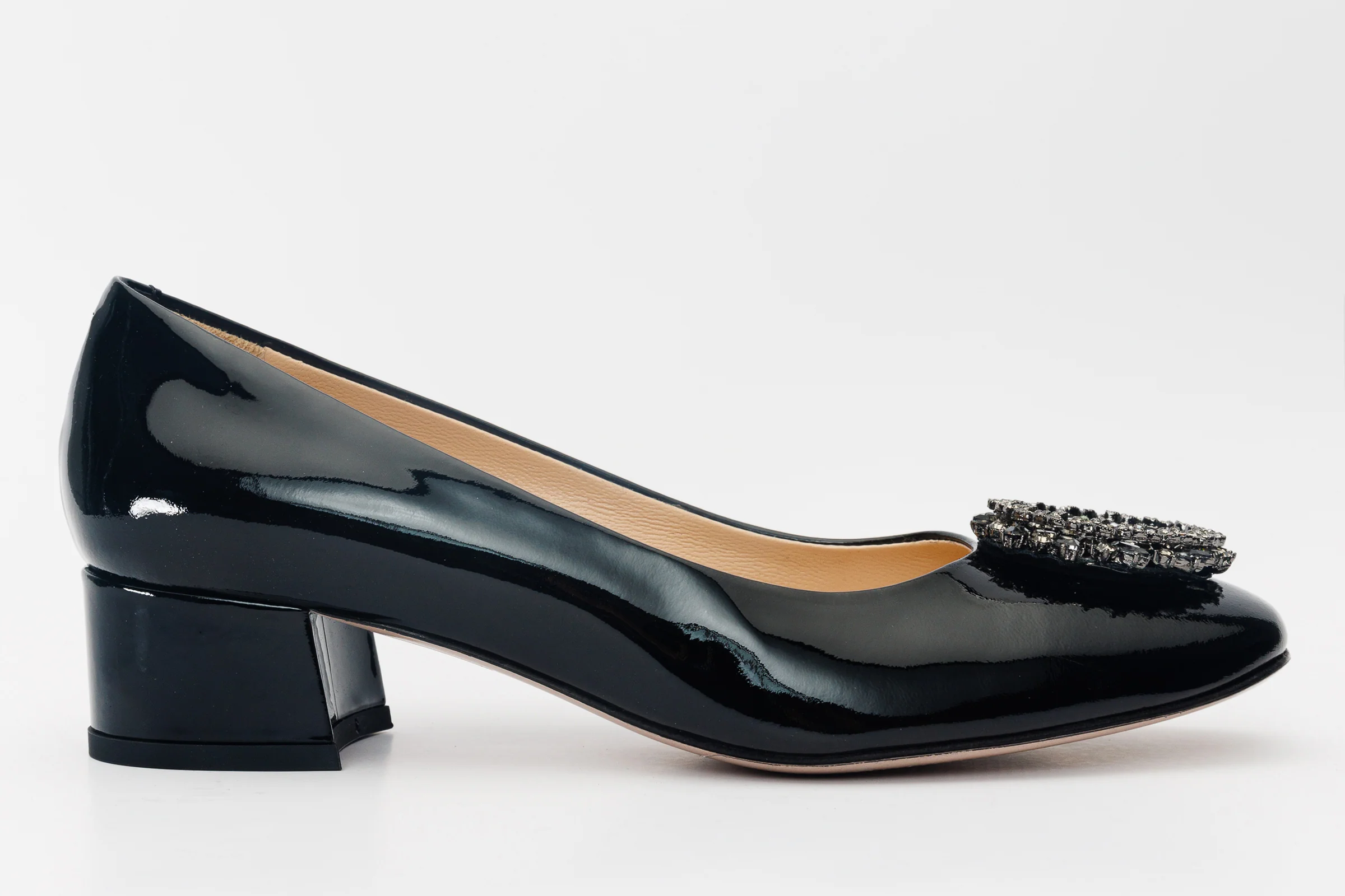 The Danish Black Patent Leather Block Heel Pump Women Shoe - Image 4