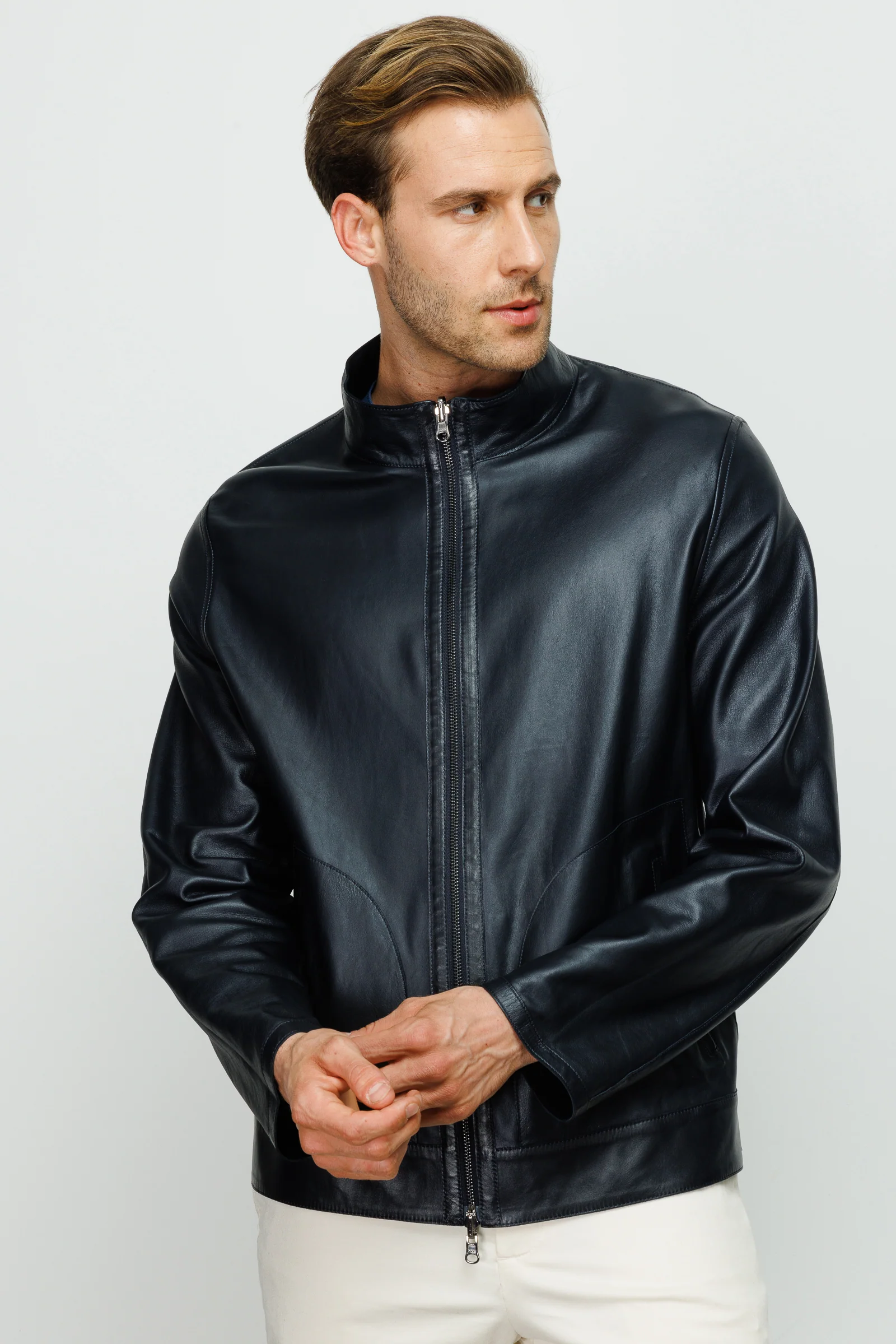 The Del Rio Dark Blue Leather Men Jacket - Image 4