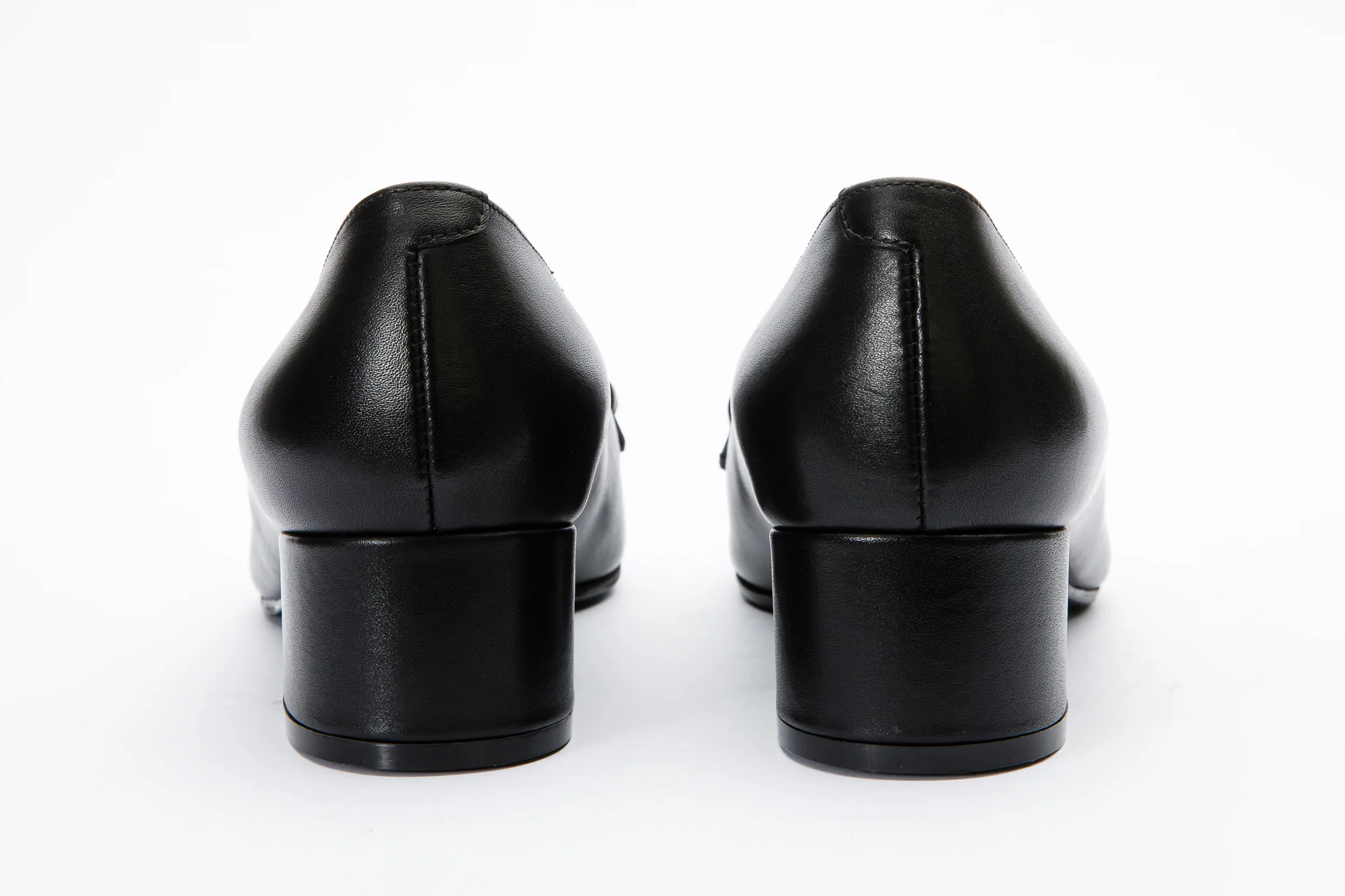 The Delhi Black Leather Block Heel Pump Women Shoe - Image 3