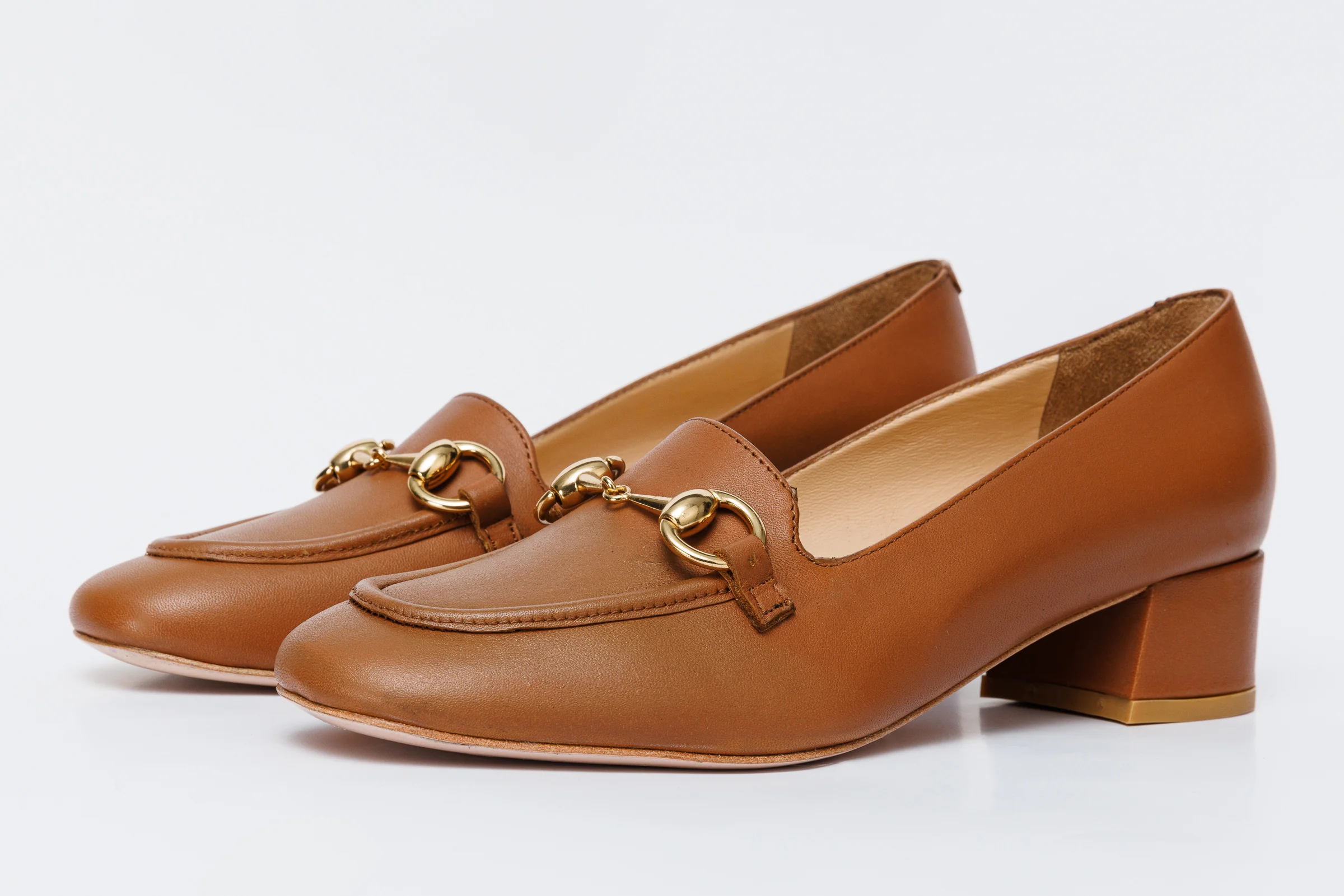 The Delhi Brown Leather Block Heel Pump Women Shoe - Image 2