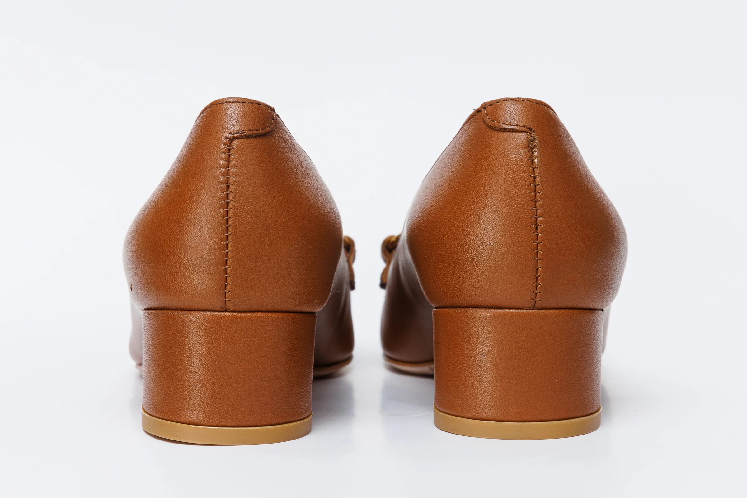 The Delhi Brown Leather Block Heel Pump Women Shoe - Image 4