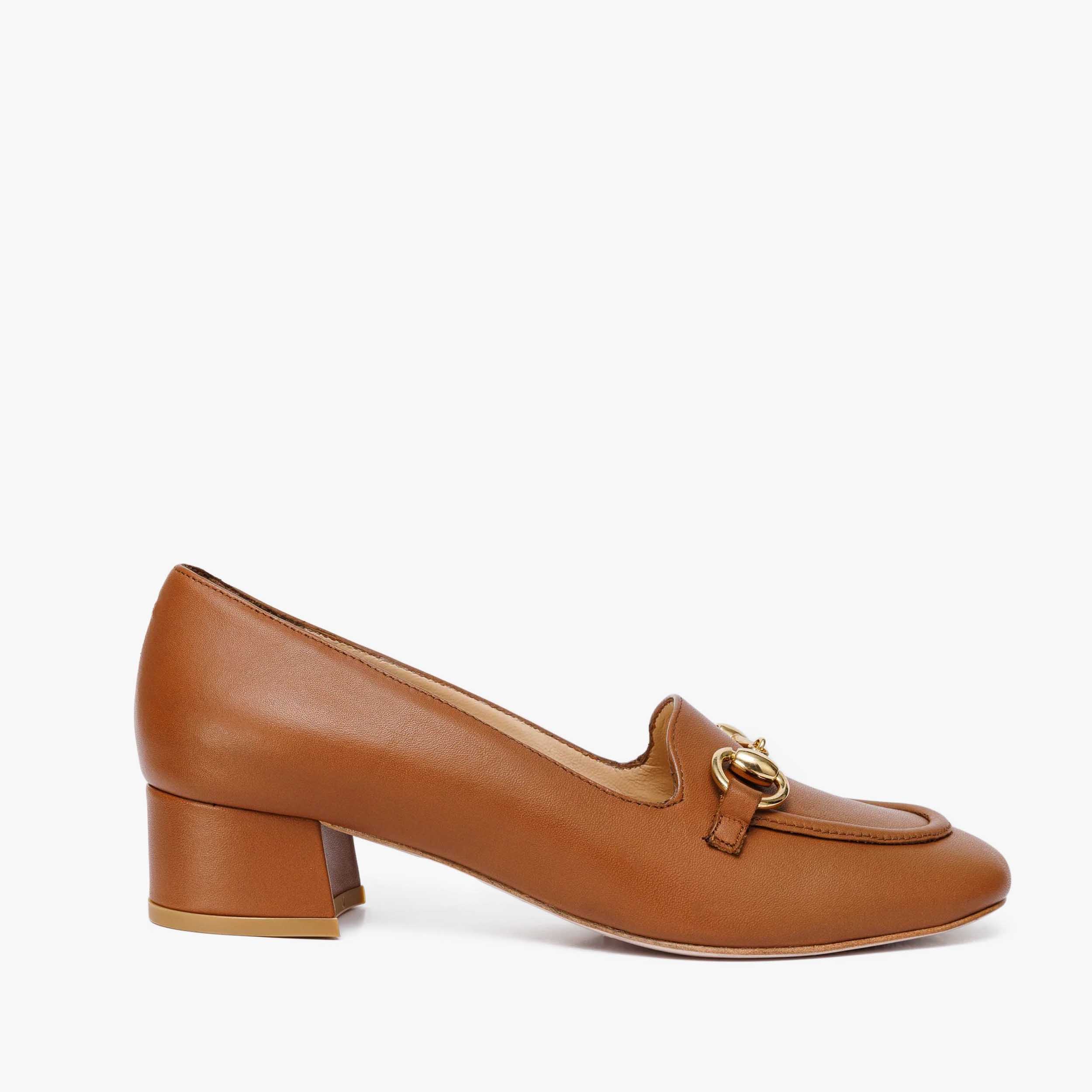 The Delhi Brown Leather Block Heel Pump Women Shoe - Image 5