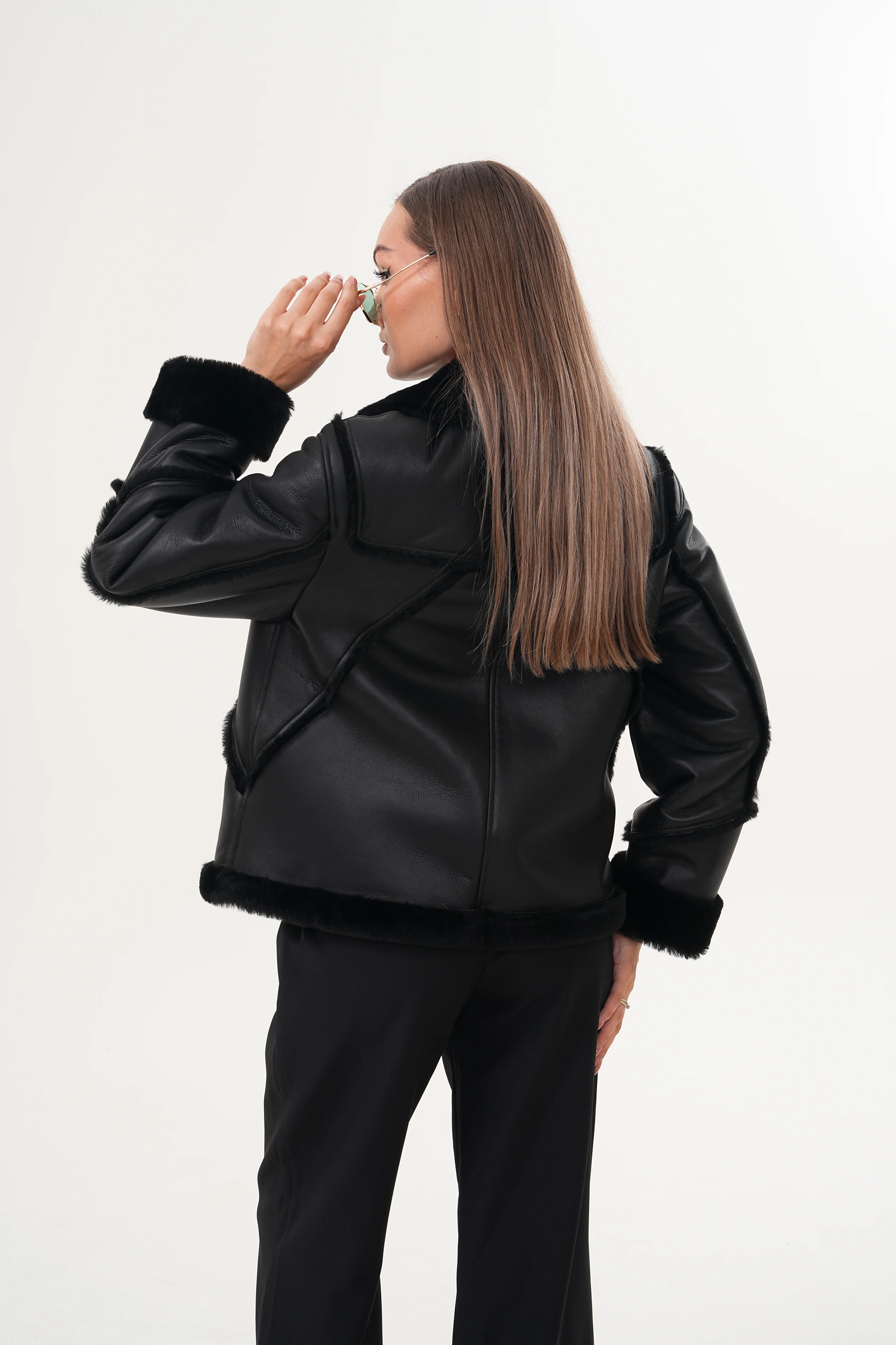 The Denali Black Shearling Leather Women Jacket - Image 3