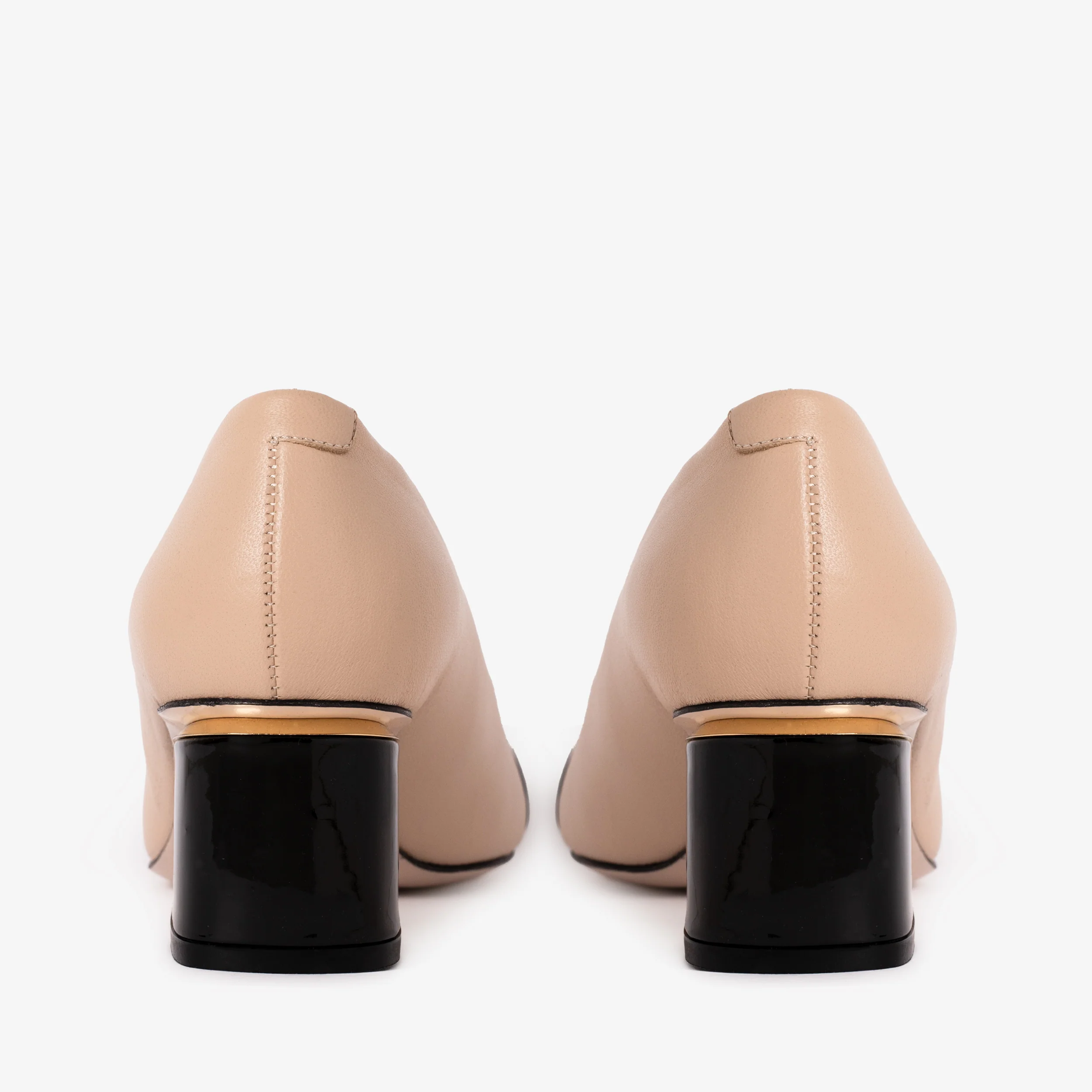 The Diva Beige Leather Cap Toe Block Heel Pump Women Shoe - Image 4