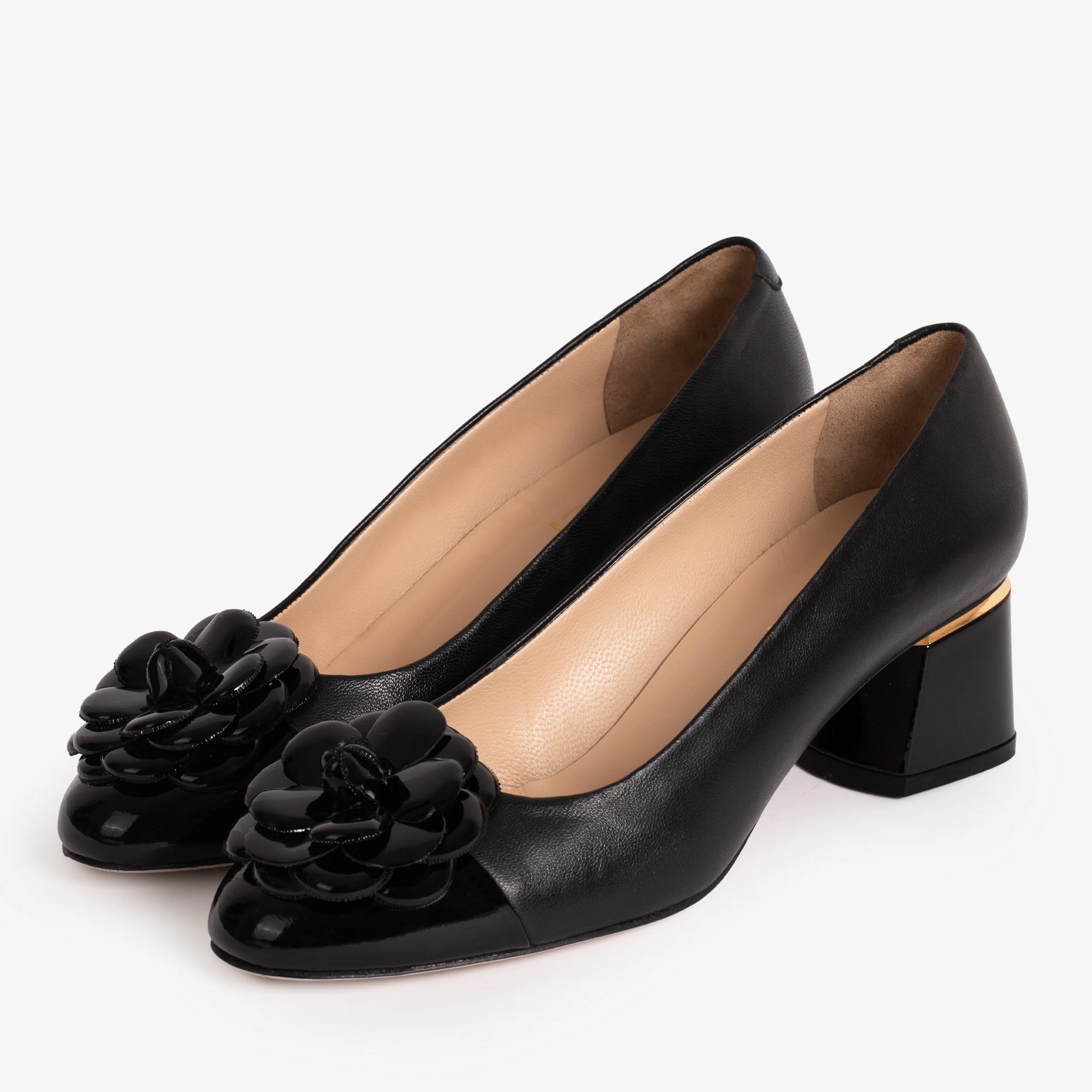 The Diva Black Leather Cap Toe Block Heel Pump Women Shoe - Image 4