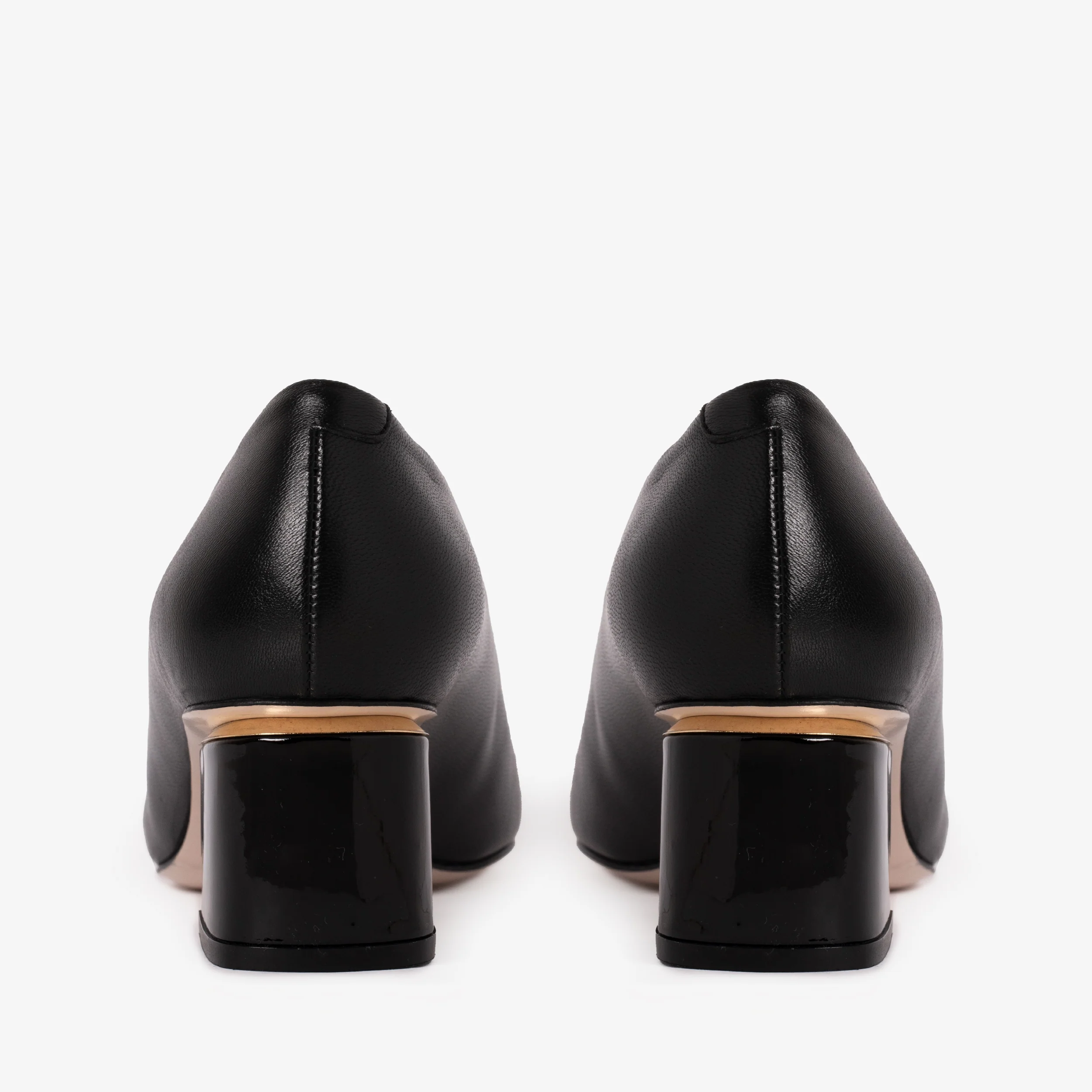 The Diva Black Leather Cap Toe Block Heel Pump Women Shoe - Image 6
