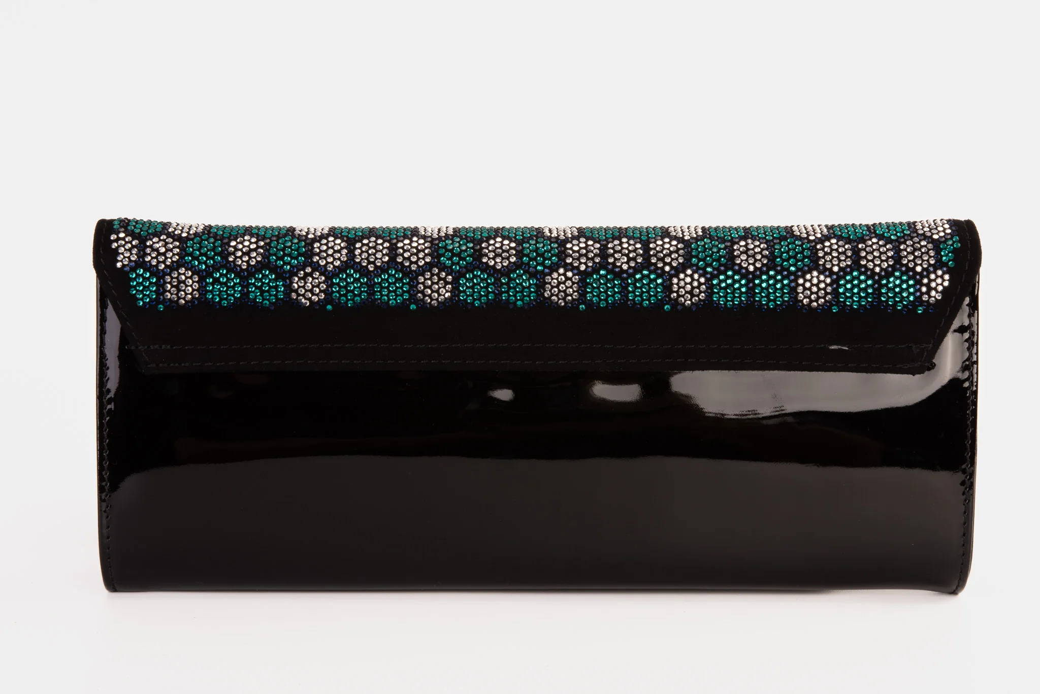 The Doha Black Leather Glitter Clutch - Image 3