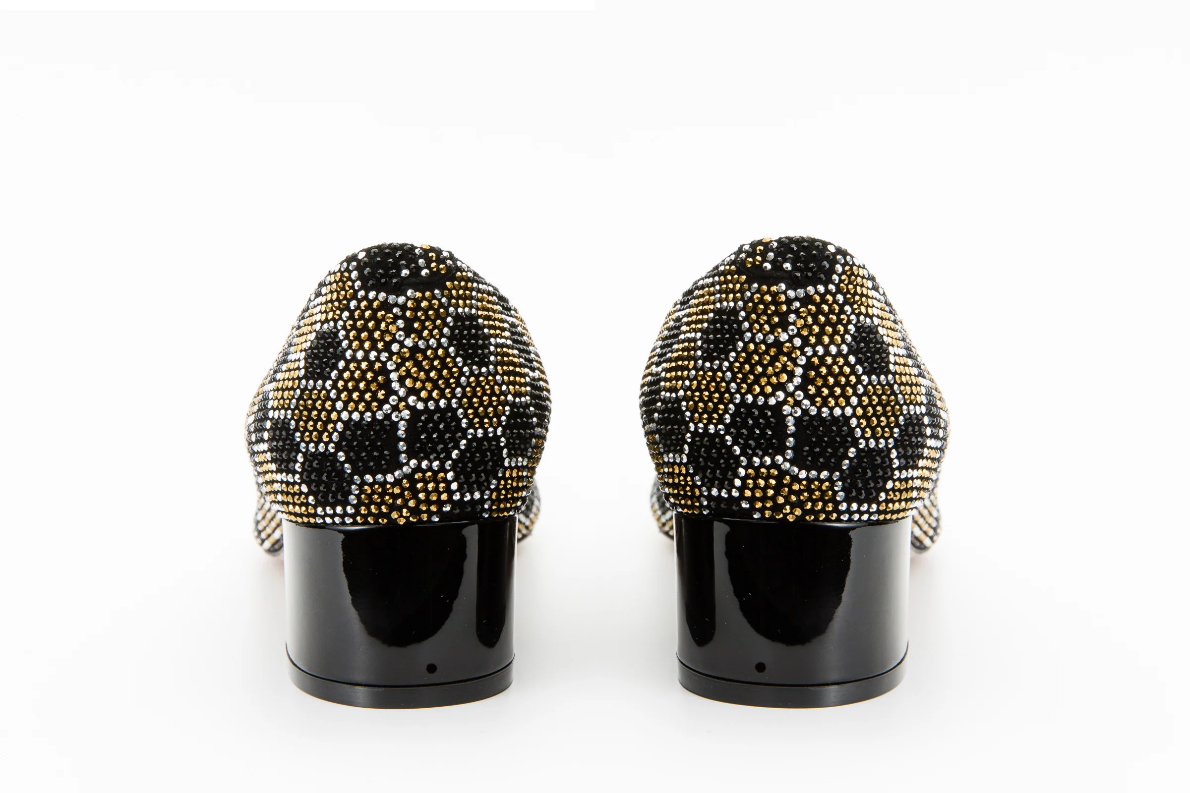 The Doha Gold & Black Glitter Leather Block Pump Women Shoe - Image 3