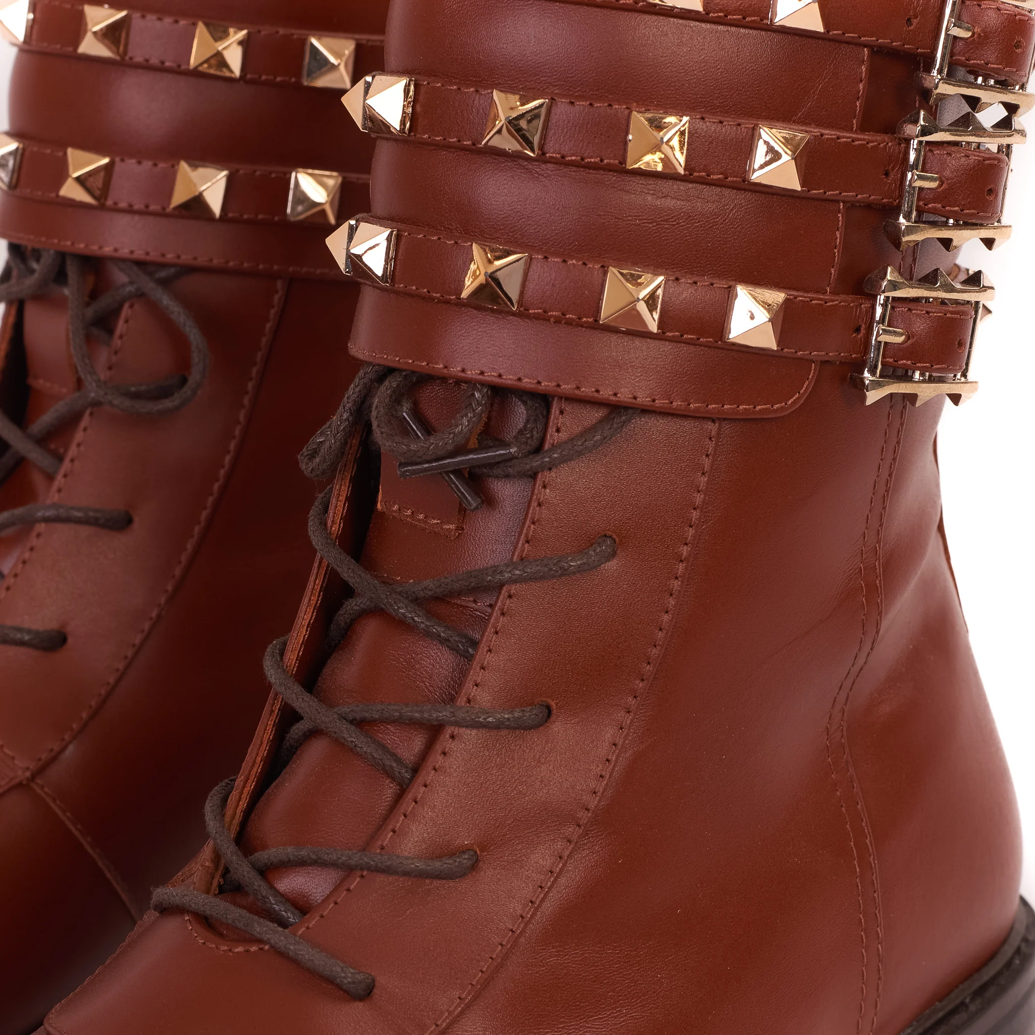 The Doncaster Brown Leather Lace-Up Mid Calf Women Boot With a Side Zipper - Image 4