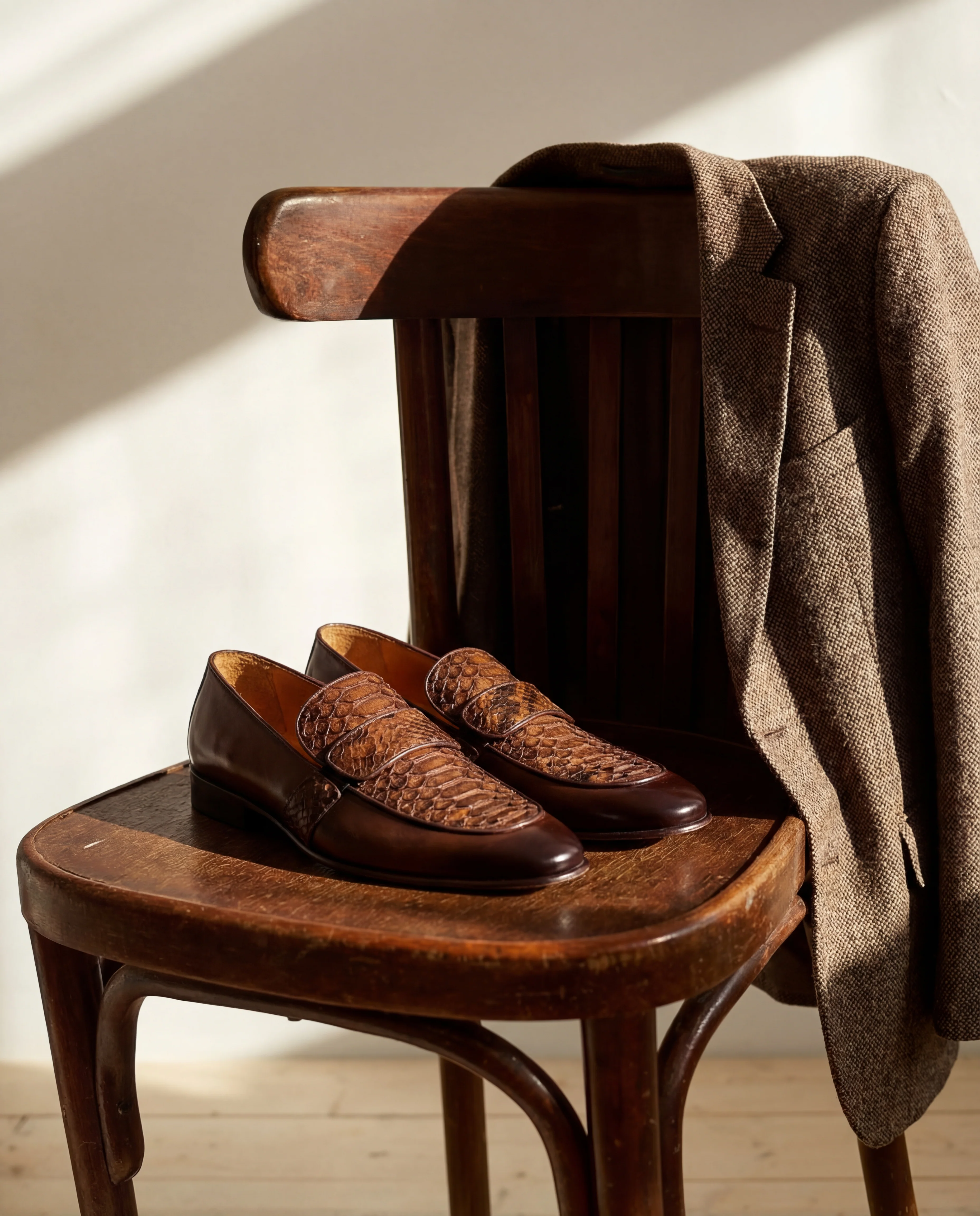 The Dorian Tan Python &amp; Baby Buffalo Leather Loafer Men Shoe - Image 14