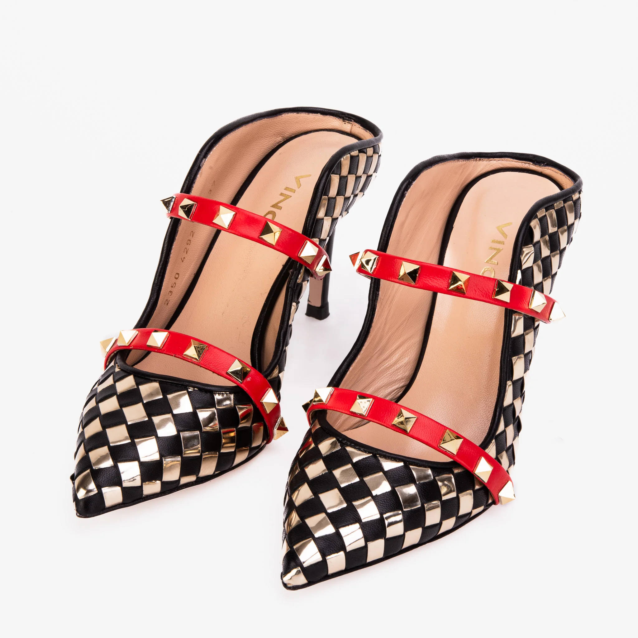 The Dosso Black Handwoven Leather Pointy Toe Women Sandal - Image 7