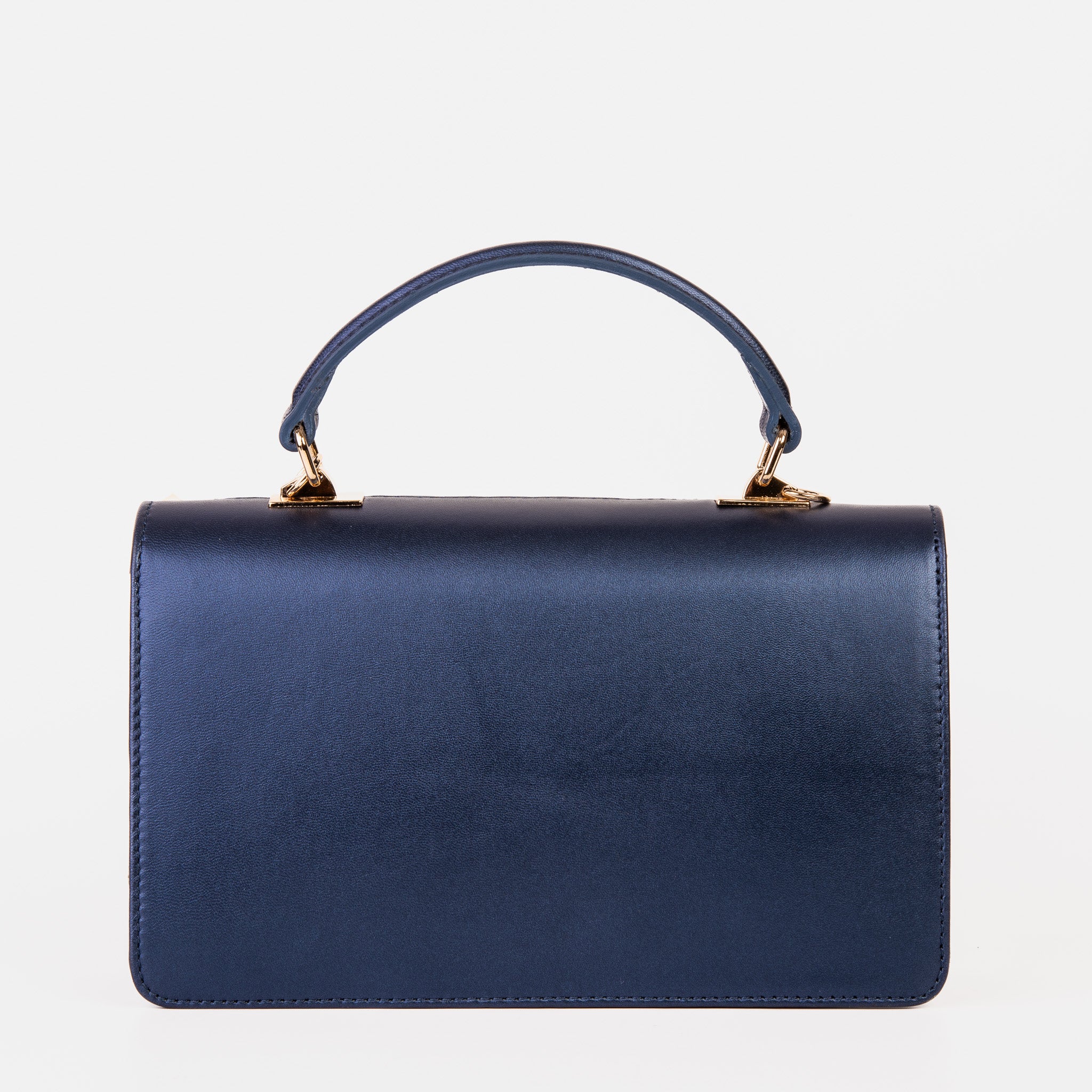 The Dosso Navy Blue and Beige Handwoven Leather Handbag - Image 5