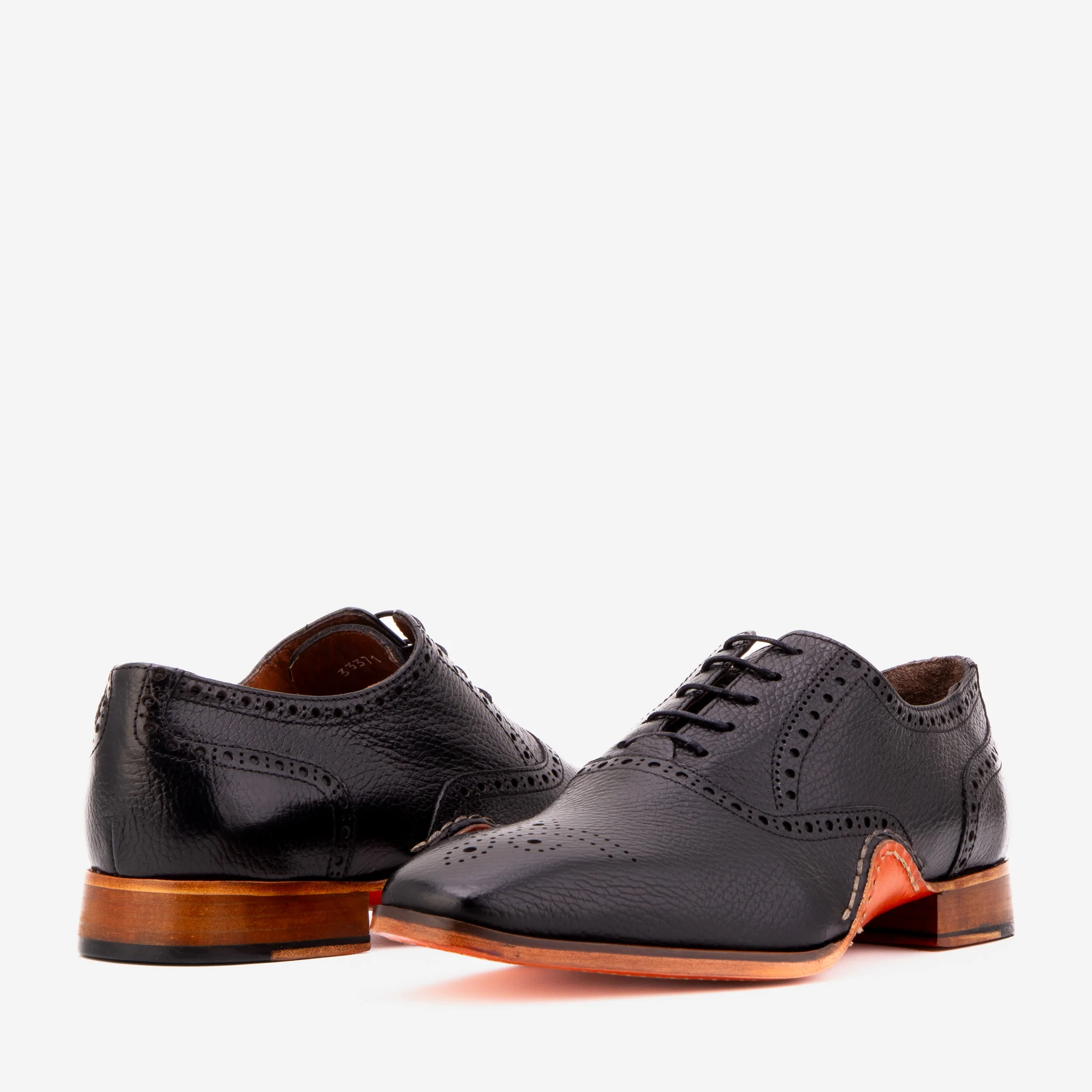 The Draco Handmade Black Semi Brogue Oxford Men Shoe - Image 6