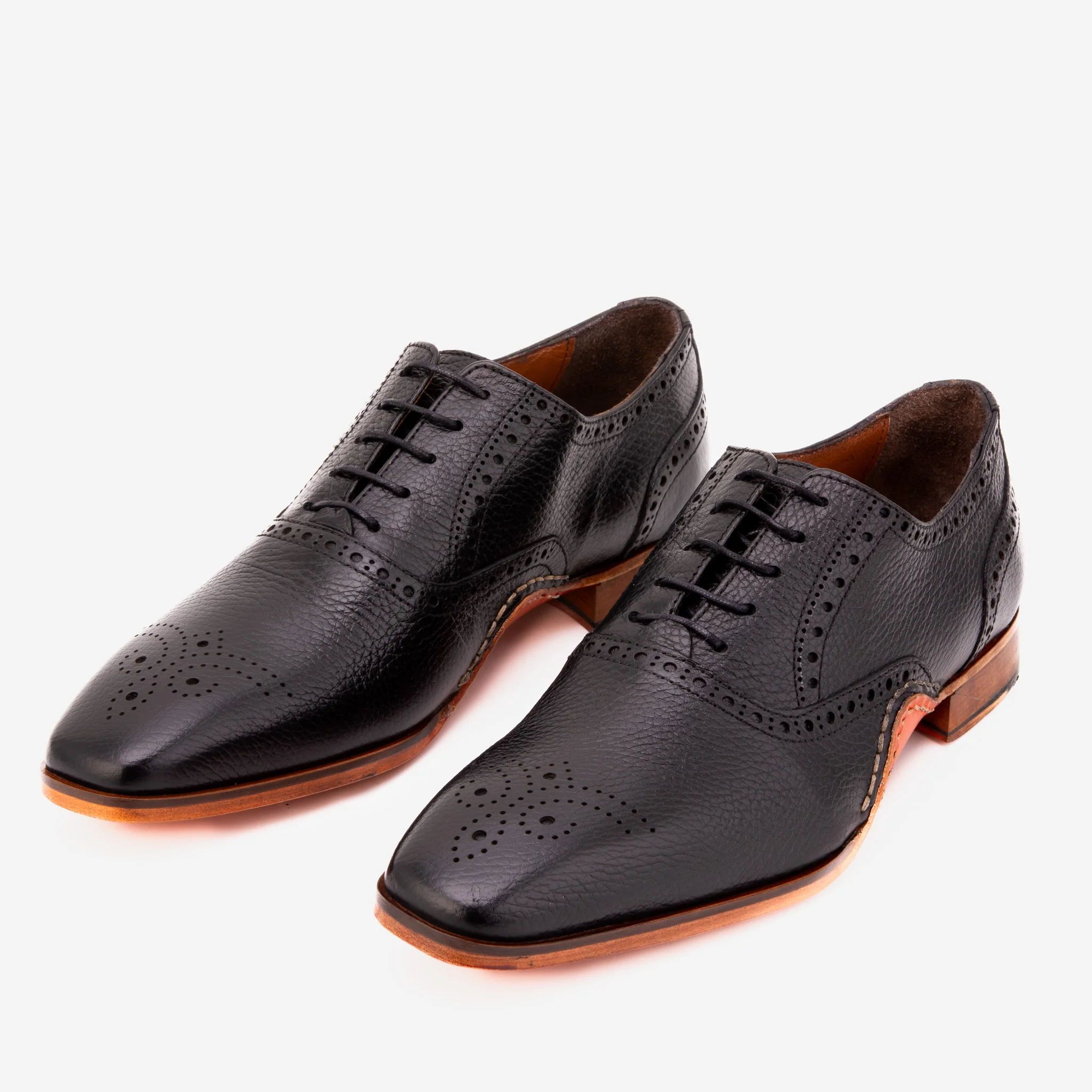 The Draco Handmade Black Semi Brogue Oxford Men Shoe - Image 7