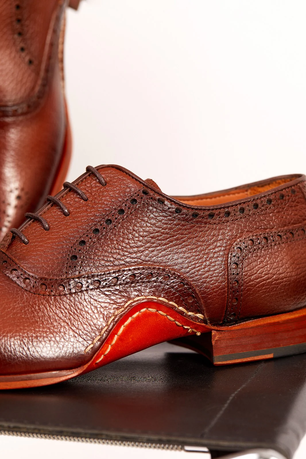 The Draco Handmade Tan Semi Brogue Oxford Men Shoe - Image 10