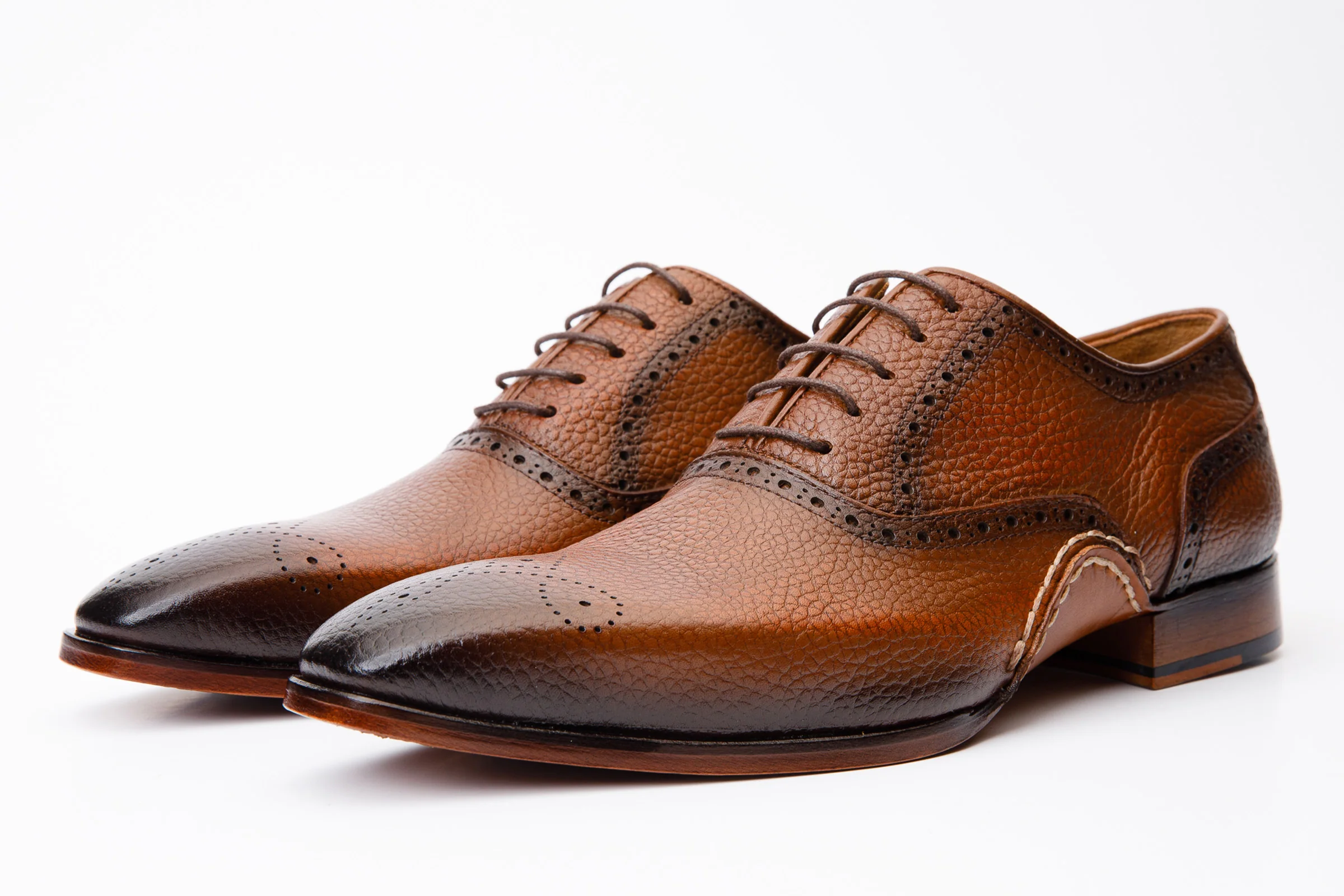 The Draco Handmade Tan Semi Brogue Oxford Men Shoe - Image 2
