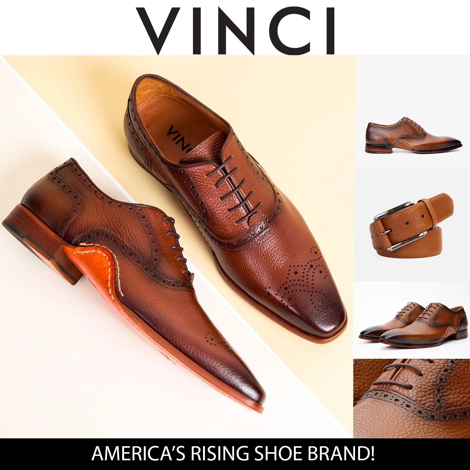 The Draco Handmade Tan Semi Brogue Oxford Men Shoe - Image 3