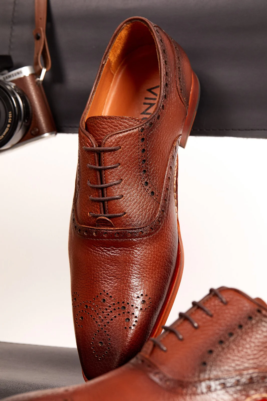 The Draco Handmade Tan Semi Brogue Oxford Men Shoe - Image 8