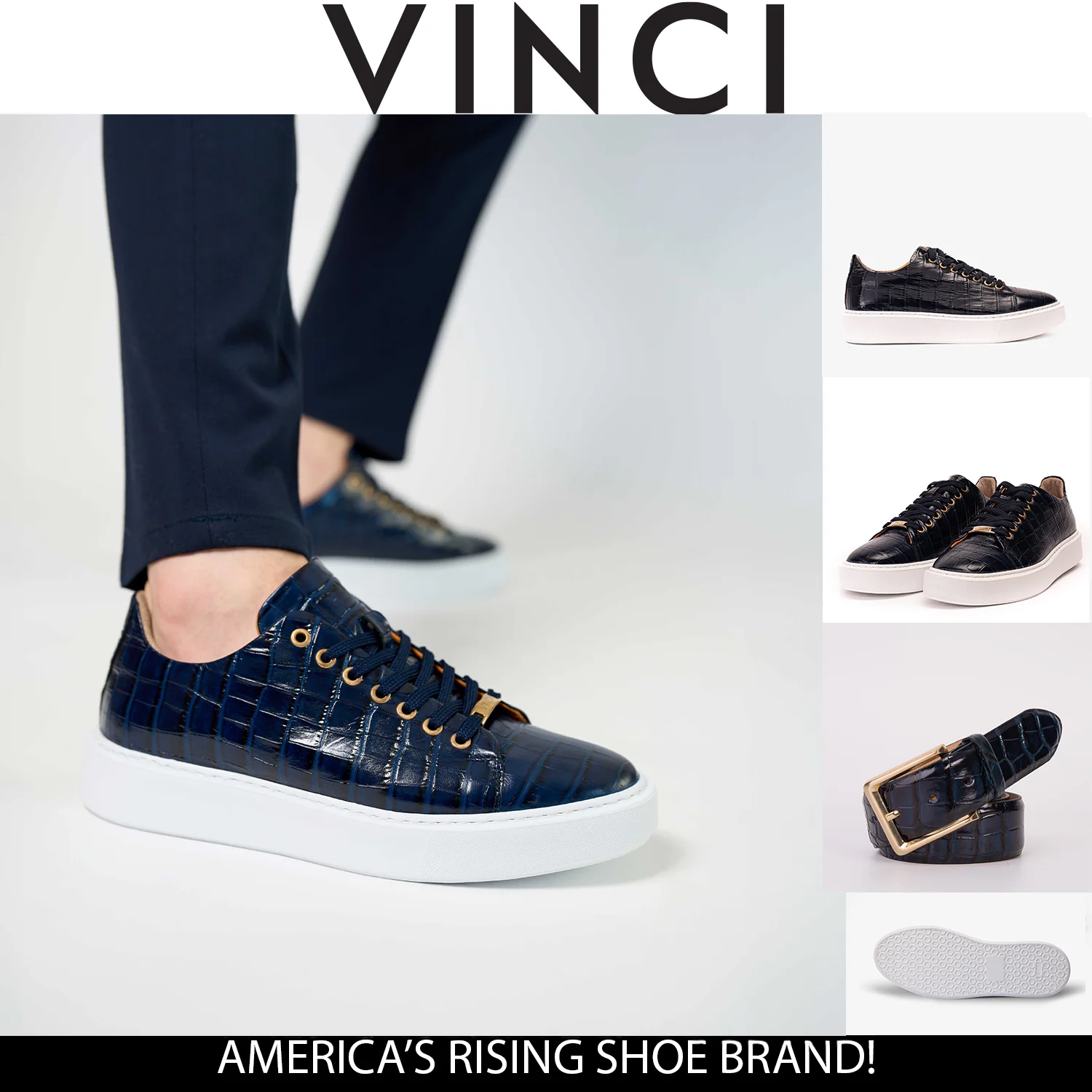 The Dublin Blue Leather Men Sneaker - Image 4
