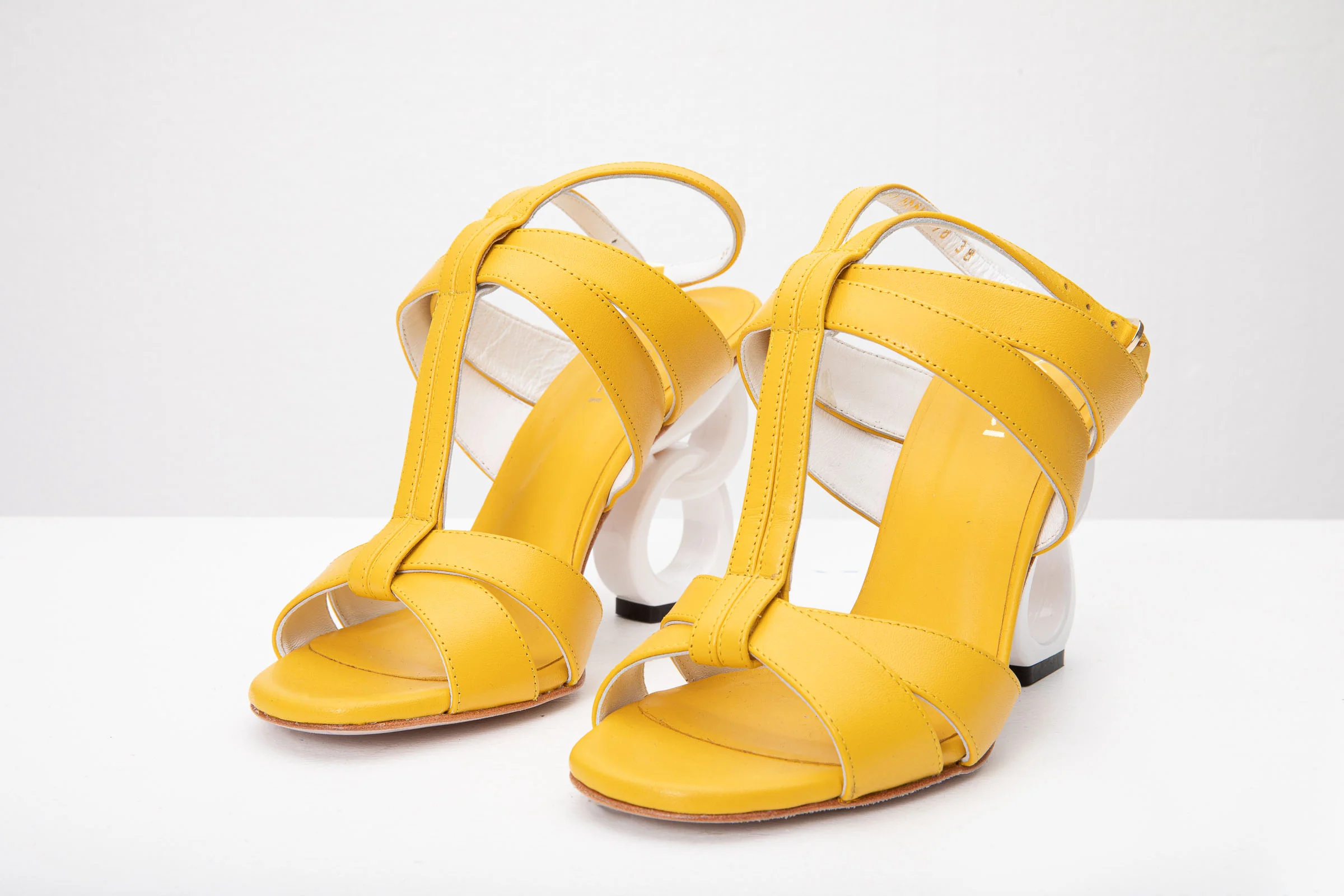 The Duffryn Yellow T-Strap Leather Women Sandal - Image 3