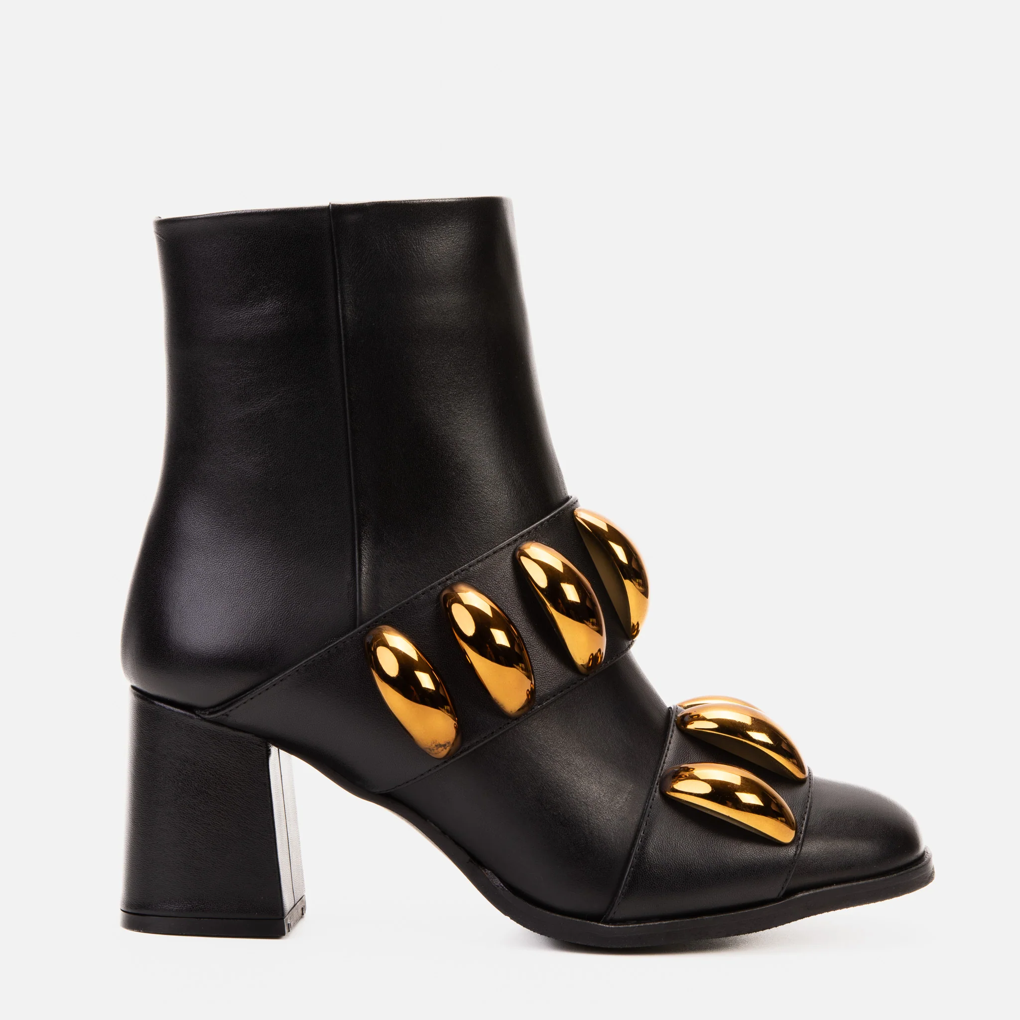 The Eclipse Black & Gold Leather Block Heel Women Boot - Image 2