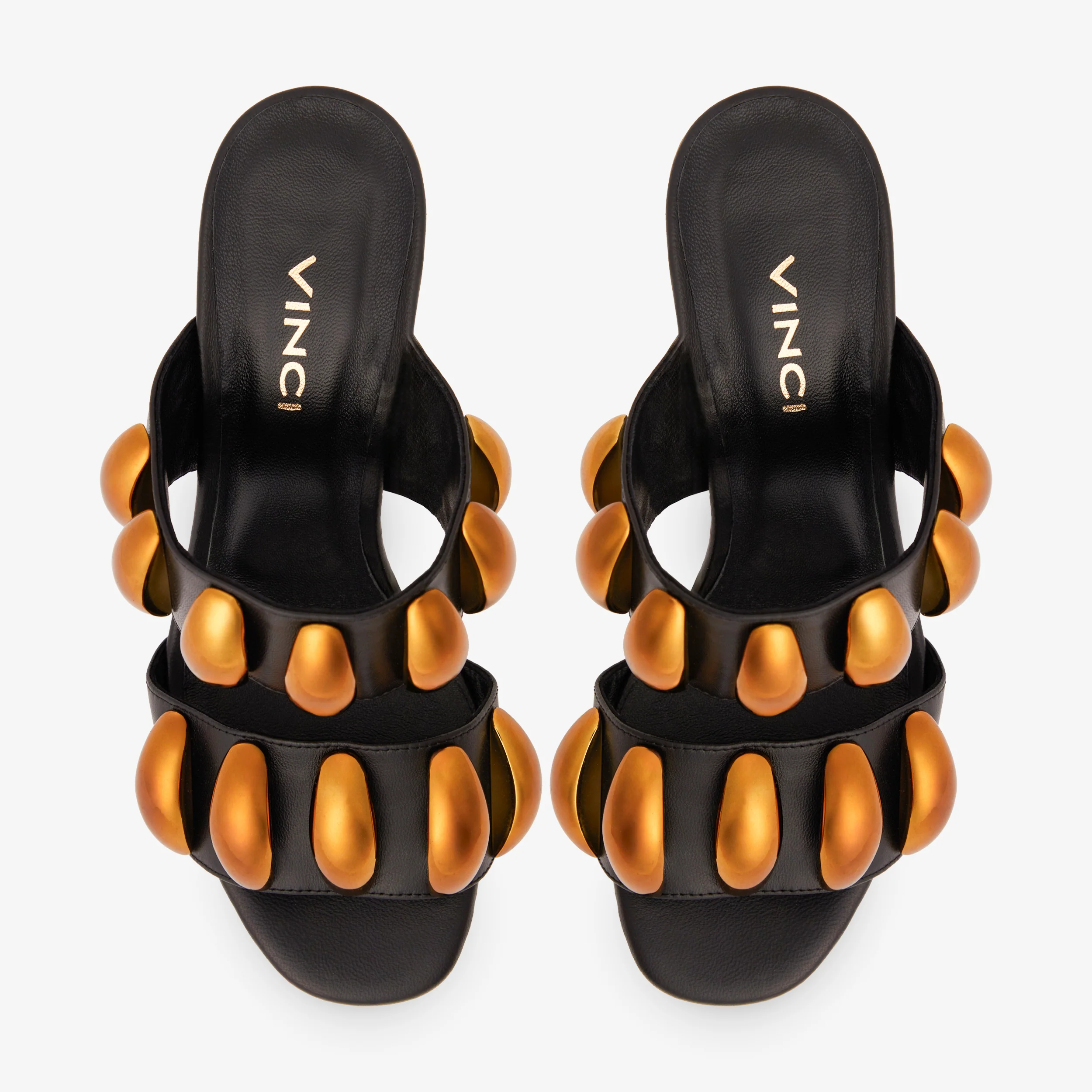 The Eclipse Black & Gold Leather Women Sandal - Image 7