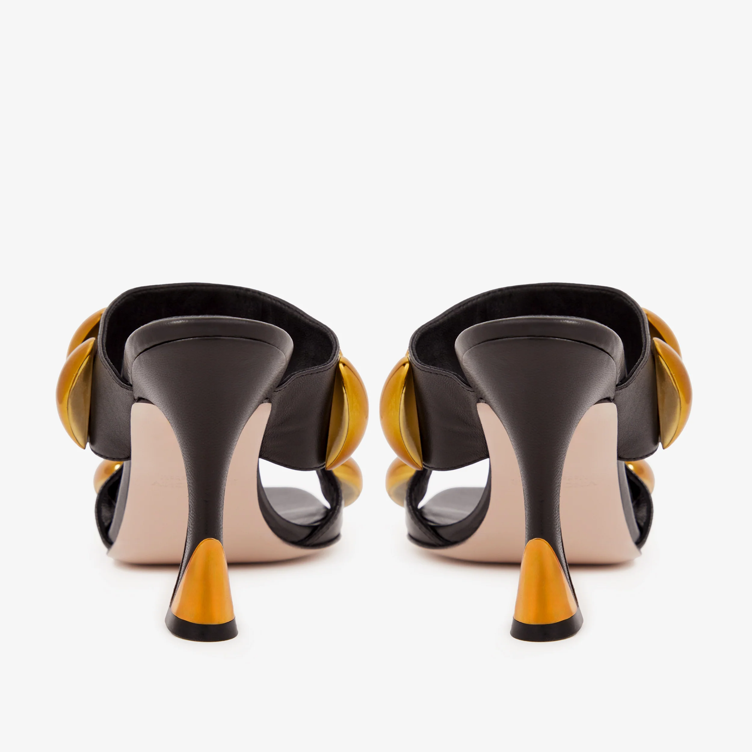The Eclipse Black & Gold Leather Women Sandal - Image 8