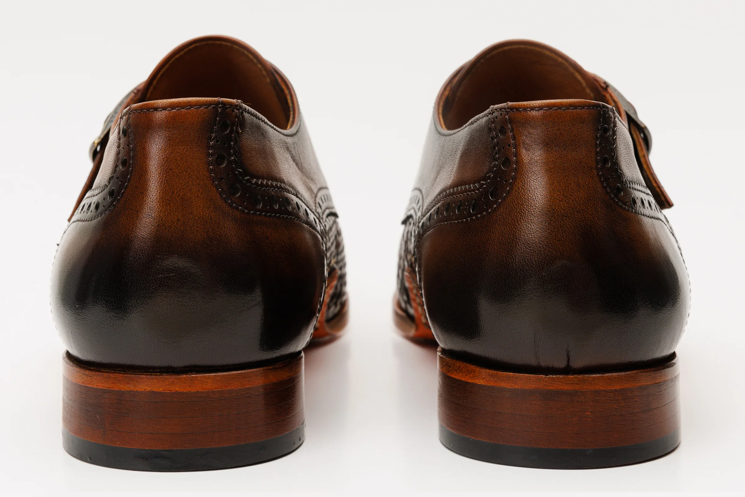The Rolls Woven Tan Leather Single Monk Strap Handmade Men Shoe - Image 5